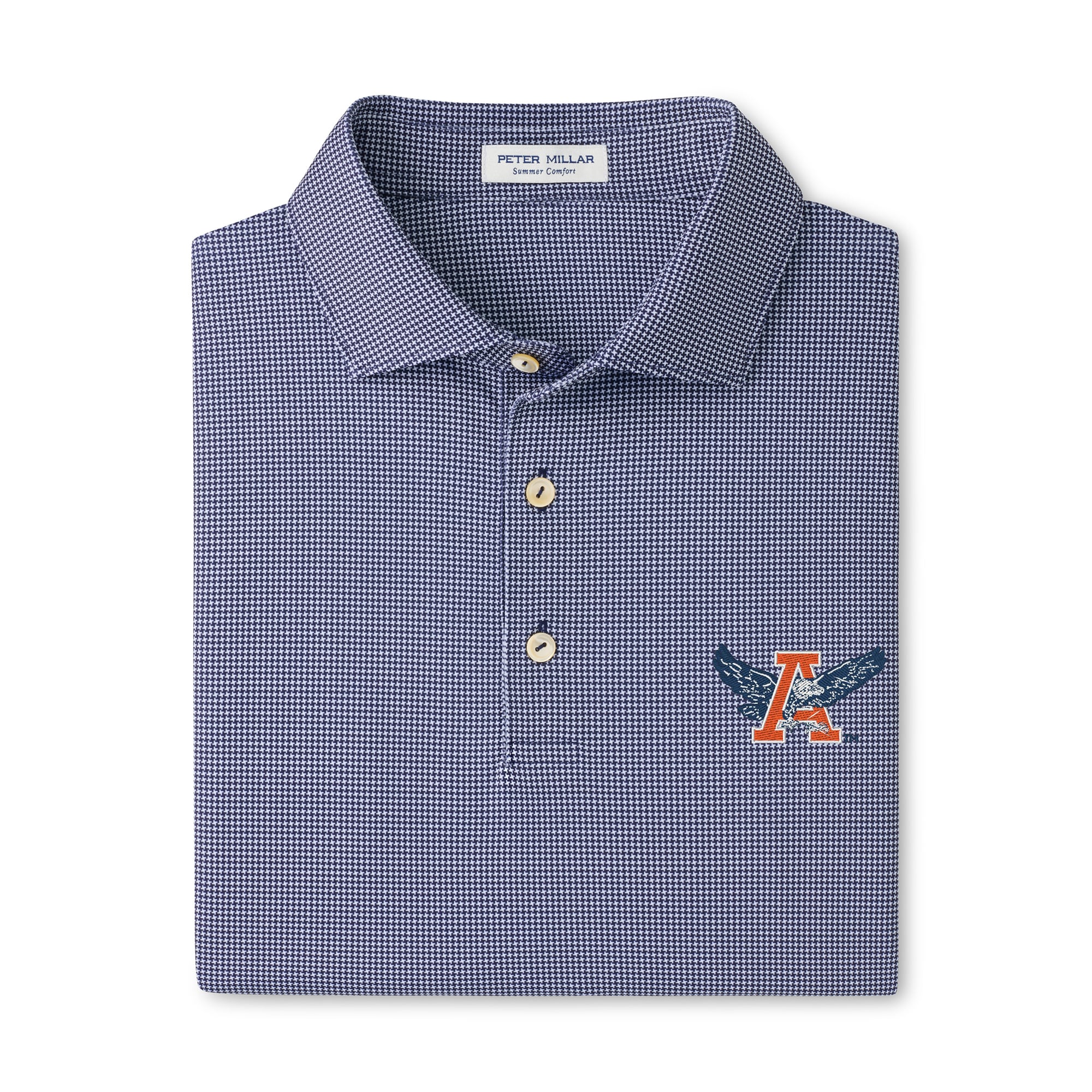 Polo Peter Millar pour homme, bleu marine, motif Auburn Tigers, bordure performance.