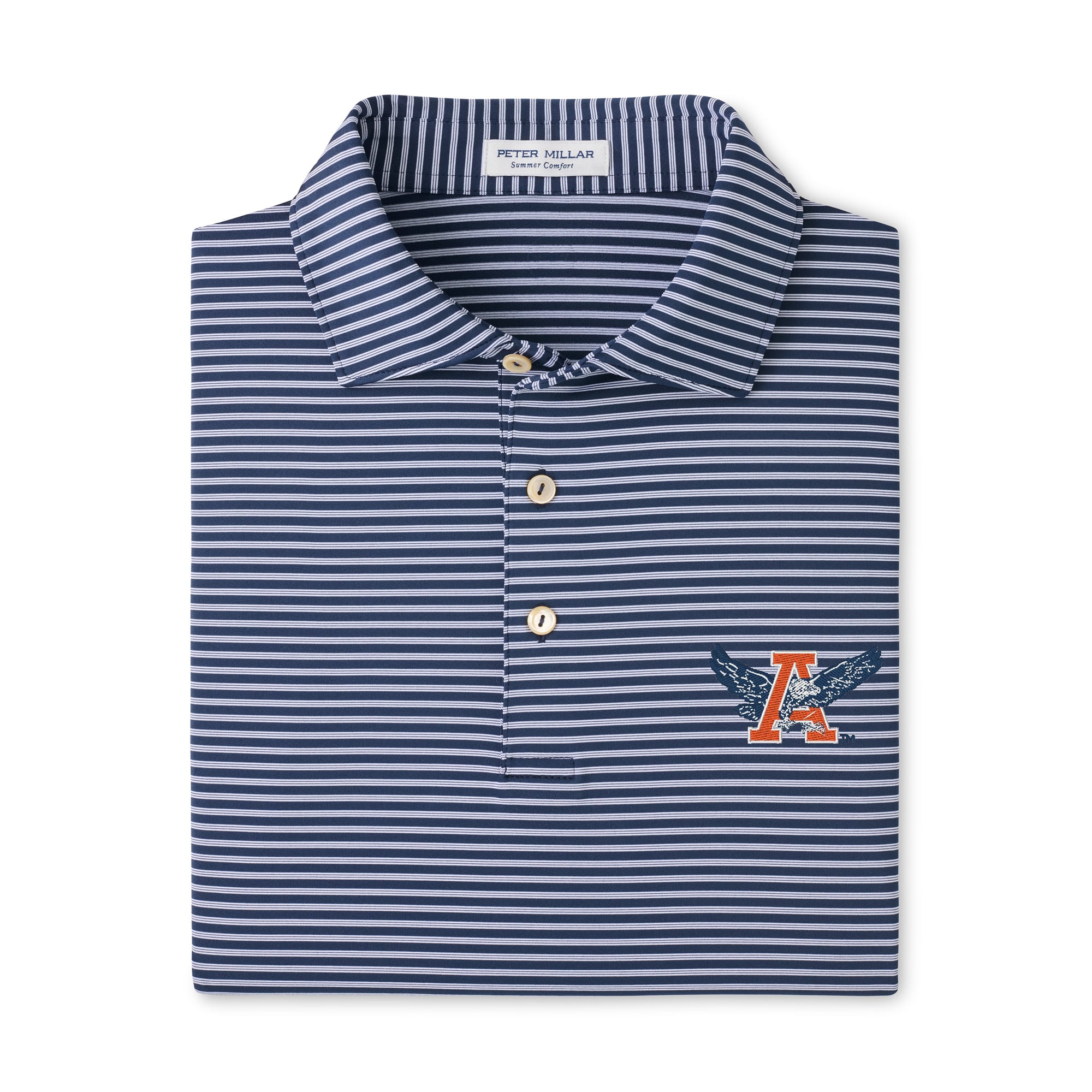 Polo rayé Peter Millar bleu marine Auburn Tigers Tiebreaker Performance Jersey pour homme