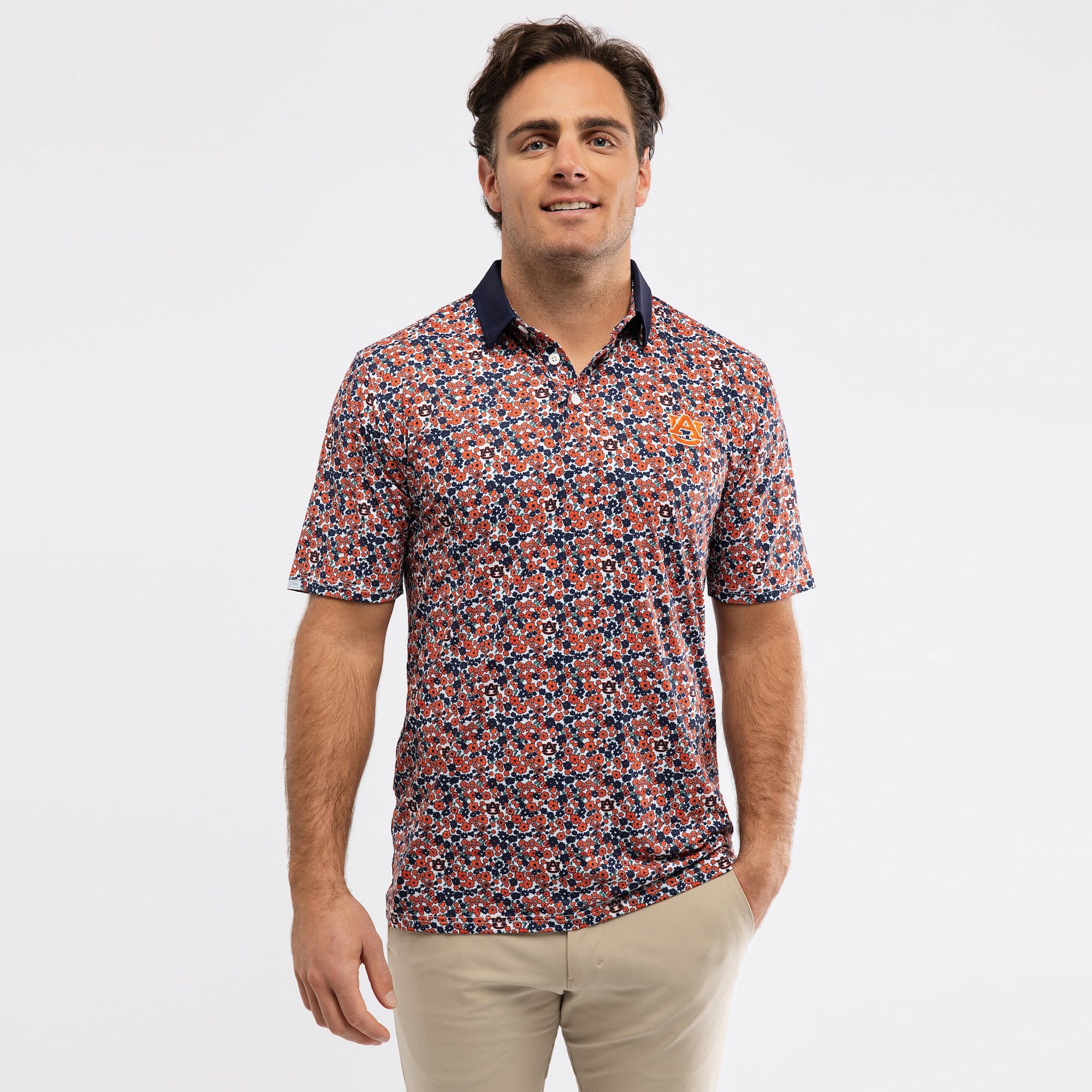 Men's Smith & Quinn Orange Auburn Tigers Poppies Teddy Polo