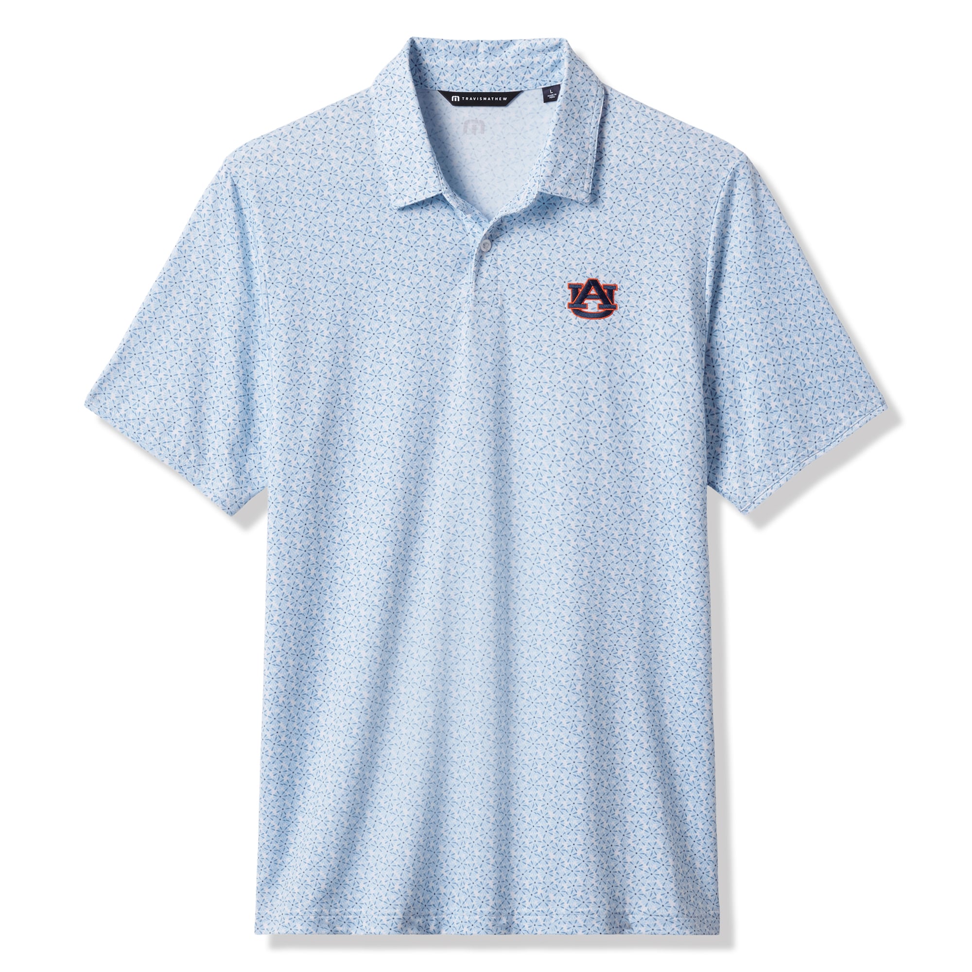 Polo homme TravisMathew blanc/bleu Auburn Tigers College Bound en mélange de trois matières