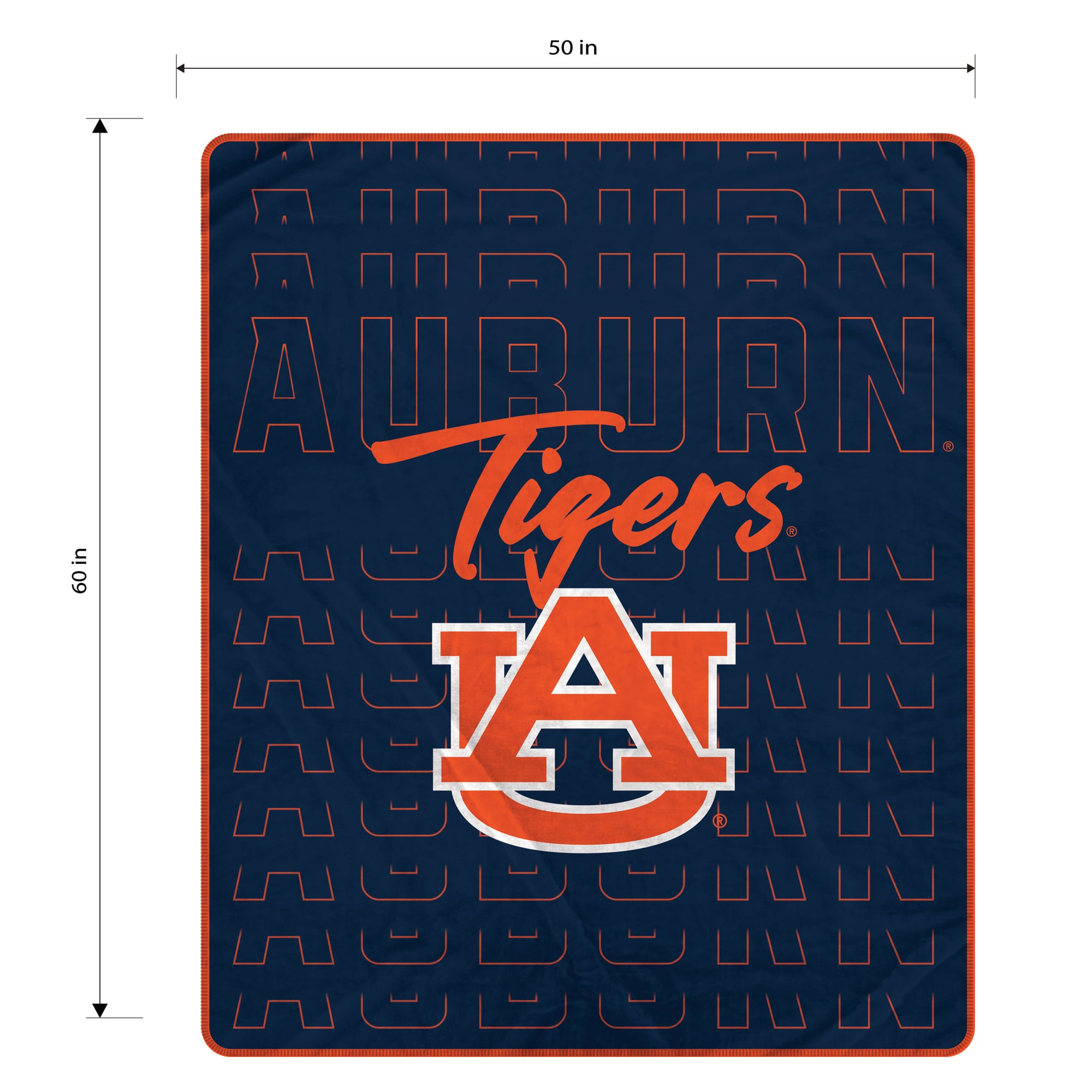 Couverture ultra douce Pegasus Auburn Tigers Echo Script Fade 50" x 60"