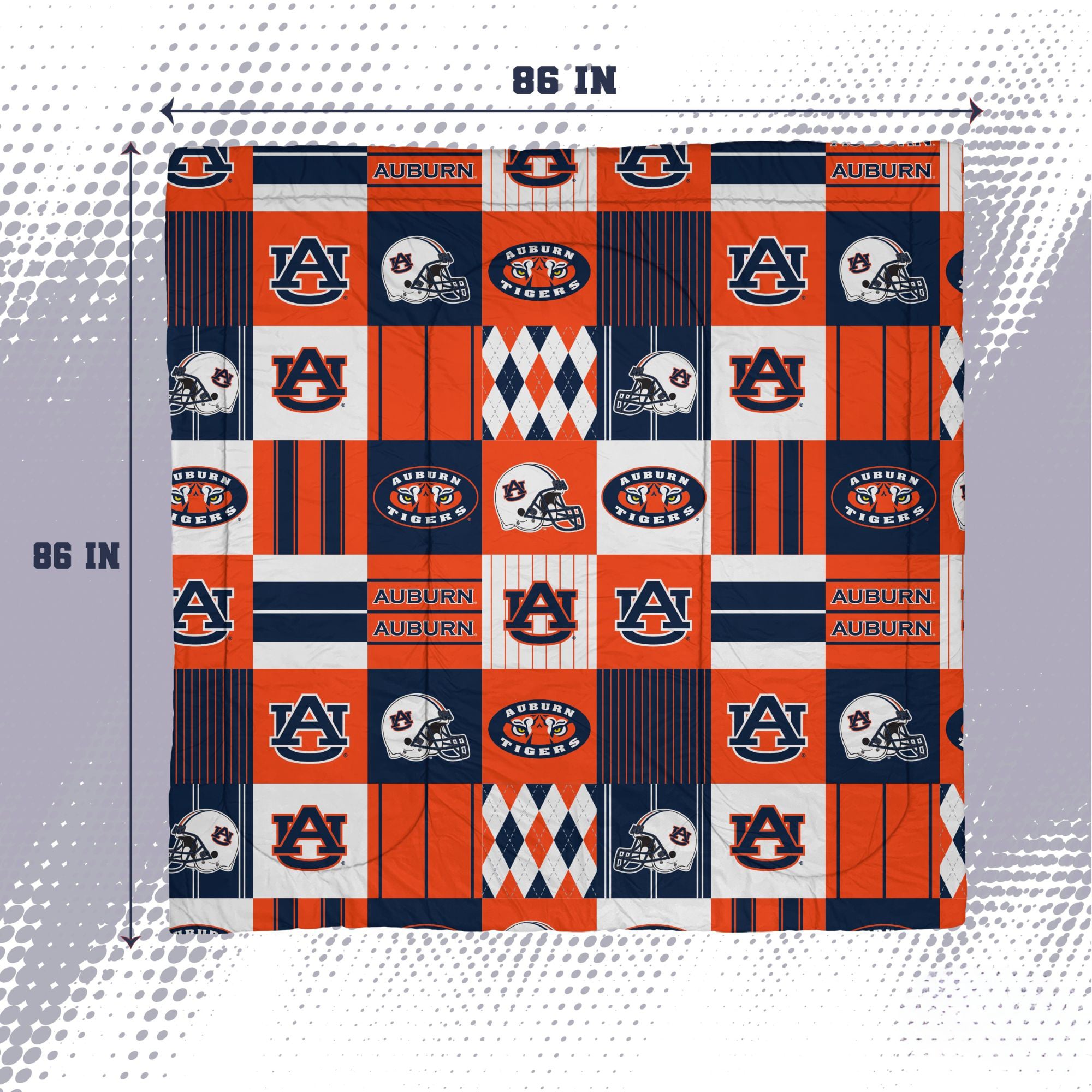 Ensemble de literie trois pièces Pegasus Auburn Tigers Patchwork Plaid pour lit double/queen