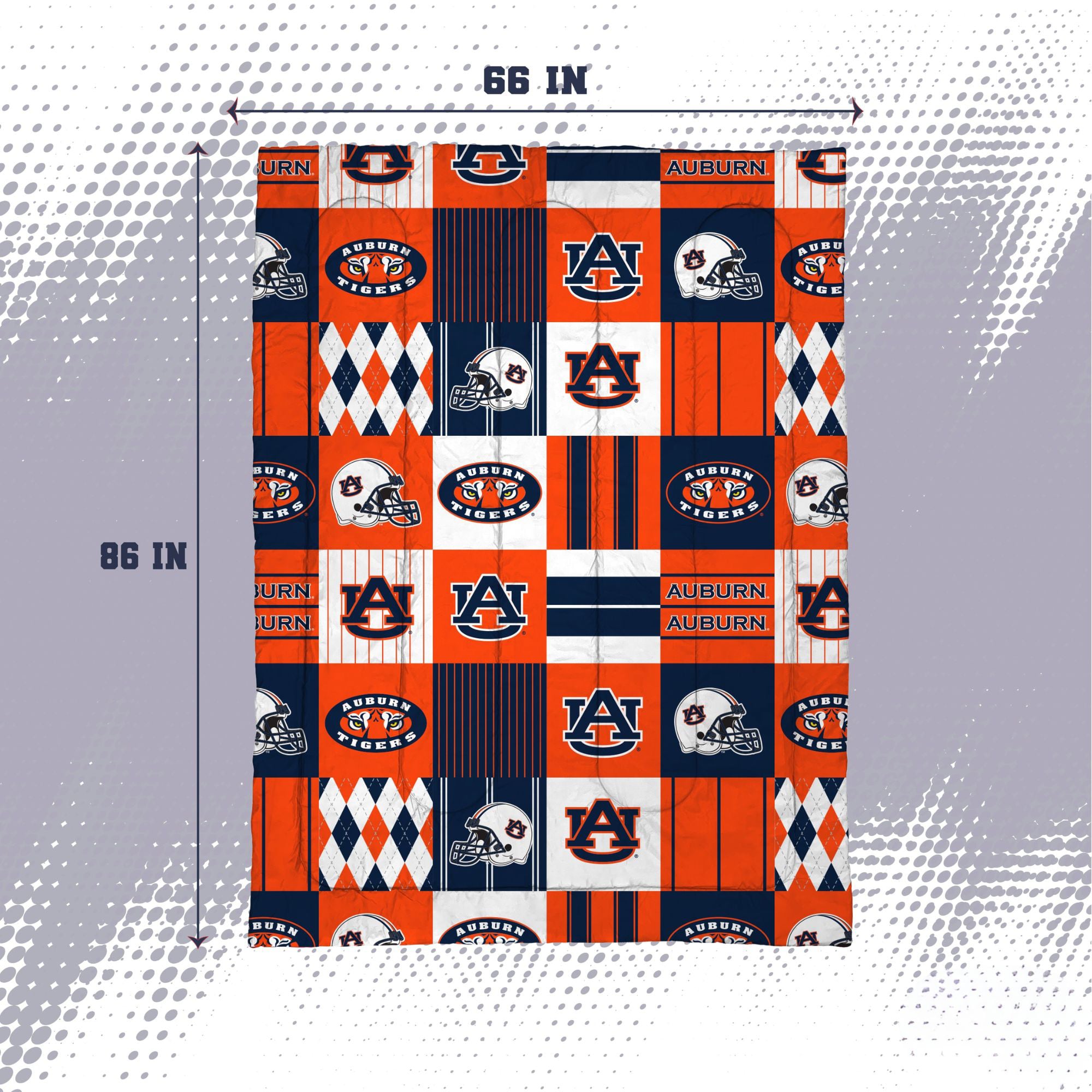 Ensemble de literie deux pièces Pegasus Auburn Tigers Patchwork Plaid pour lit simple/simple XL