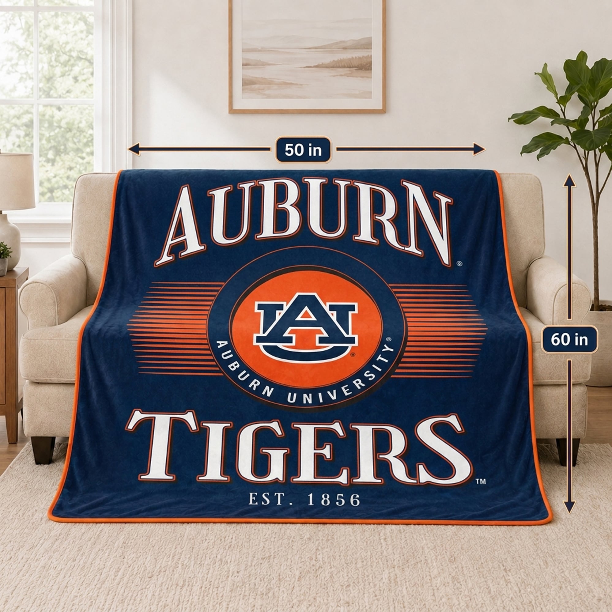 Couverture Pegasus Auburn Tigers Spotlight Arch 60" x 70" ultra douce