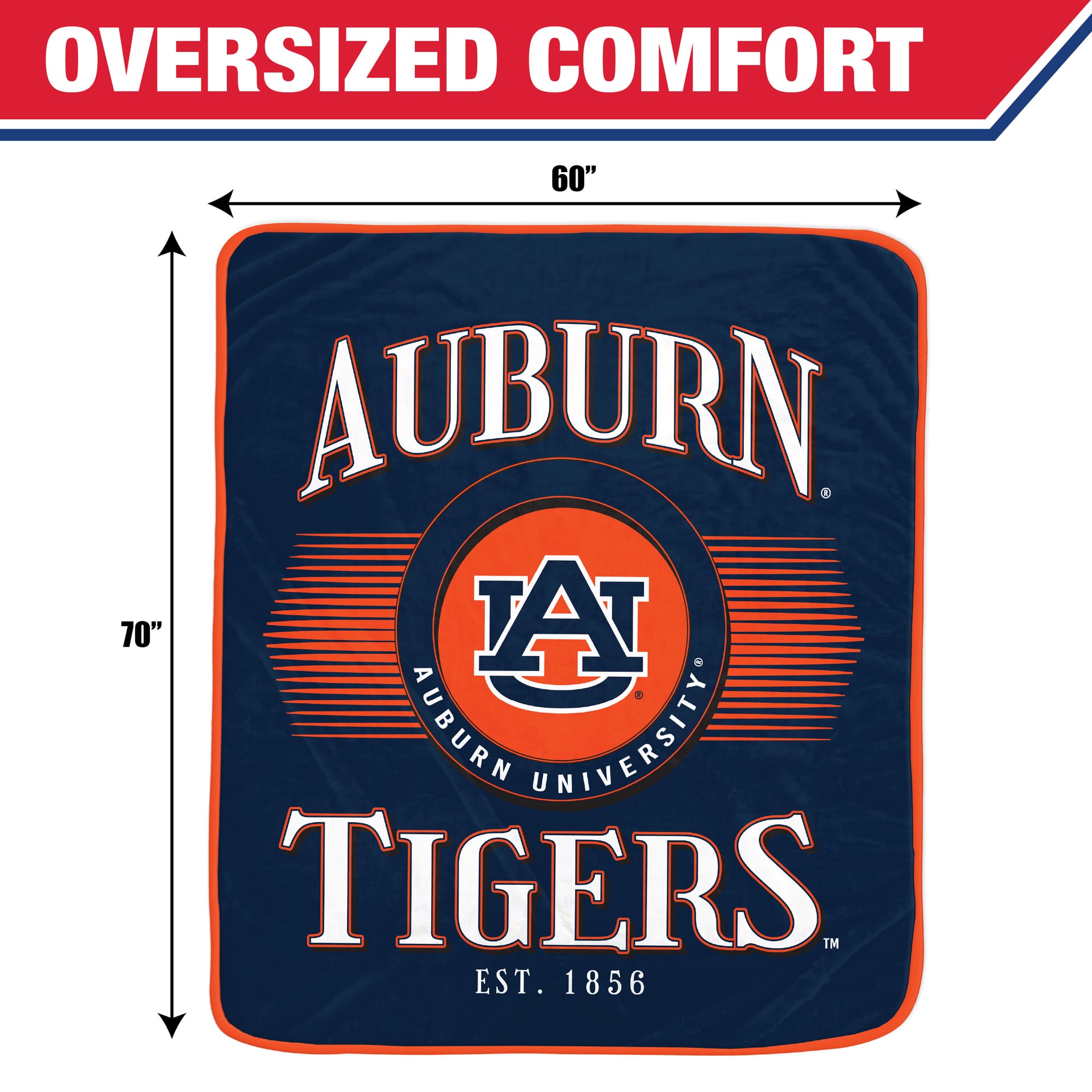 Couverture Pegasus Auburn Tigers Spotlight Arch 60" x 70" ultra douce