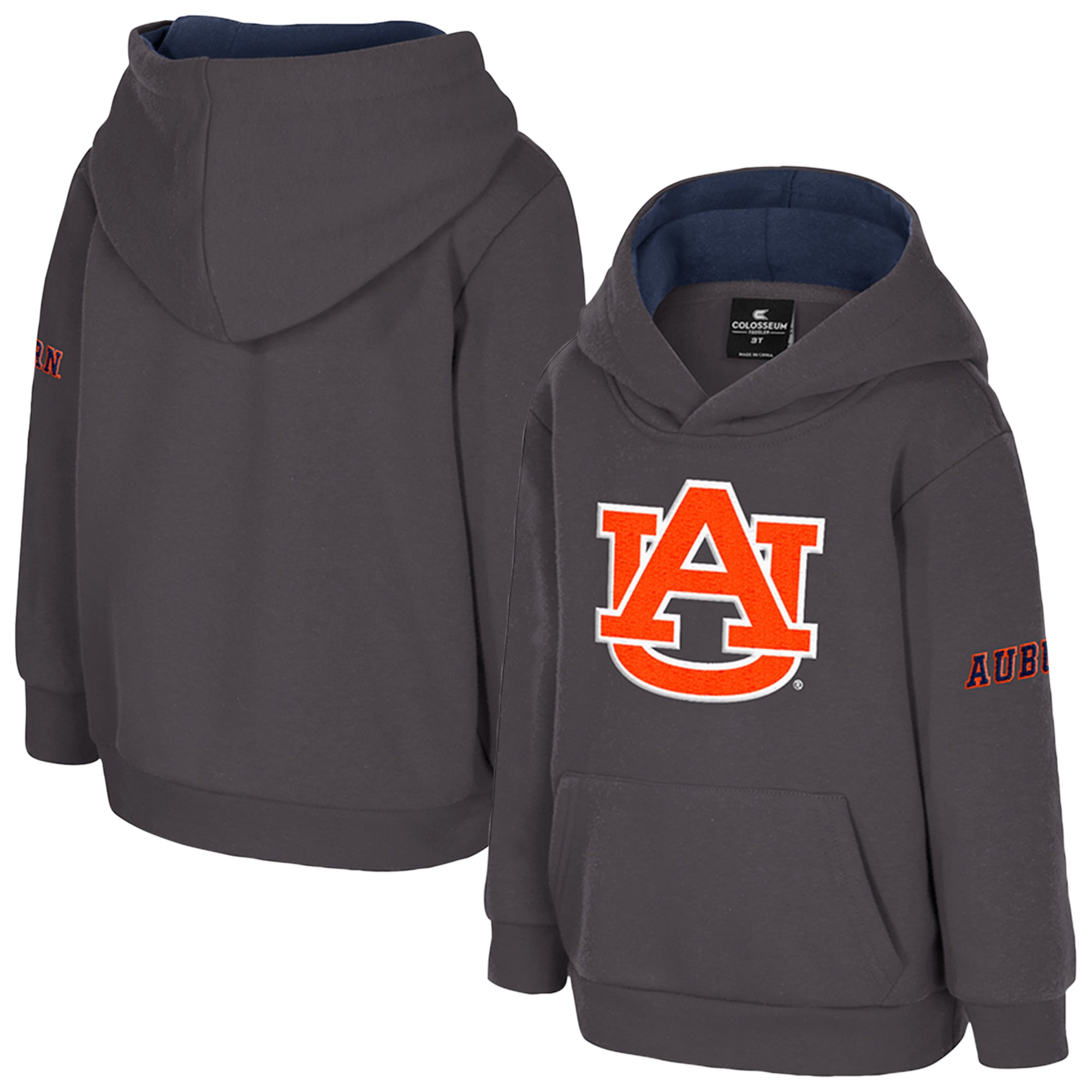 Toddler Colosseum  Charcoal Auburn Tigers Big Logo Fleece Pullover Hoodie