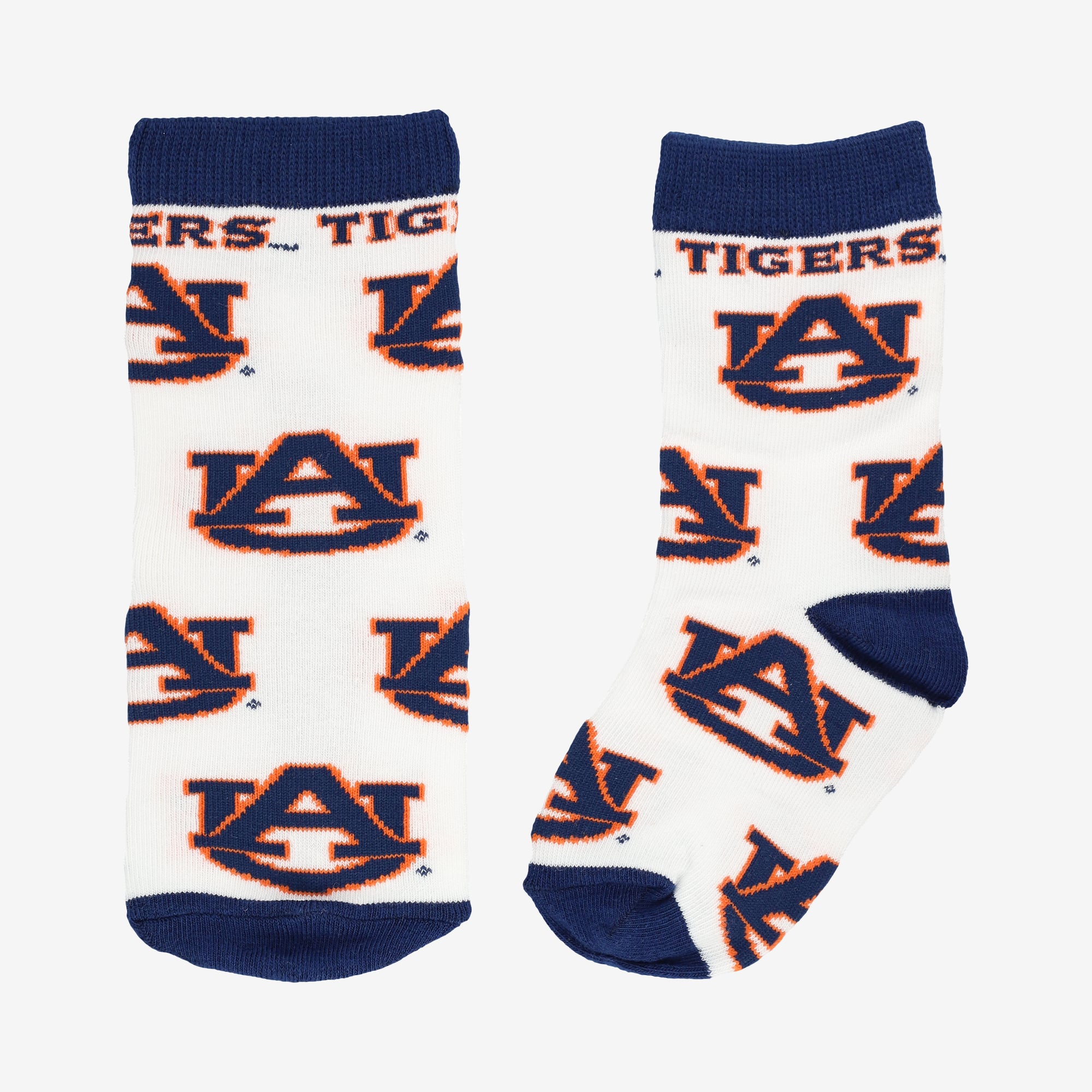 Chaussettes à imprimé intégral Auburn Tigers blanches pour tout-petits