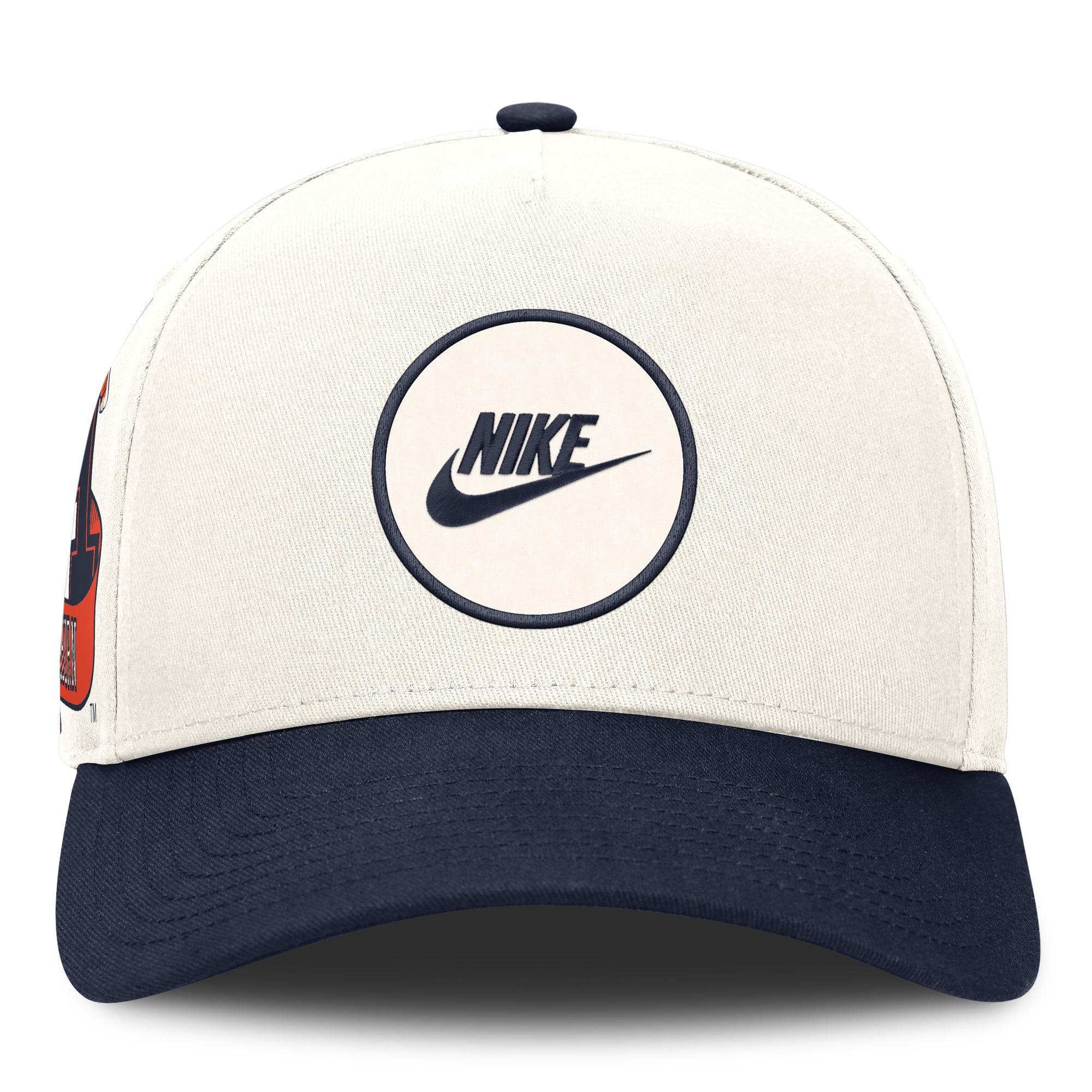 Casquette unisexe Nike blanche/marine Auburn Tigers Rise avec logo latéral et technologie Dri-FIT ajustable