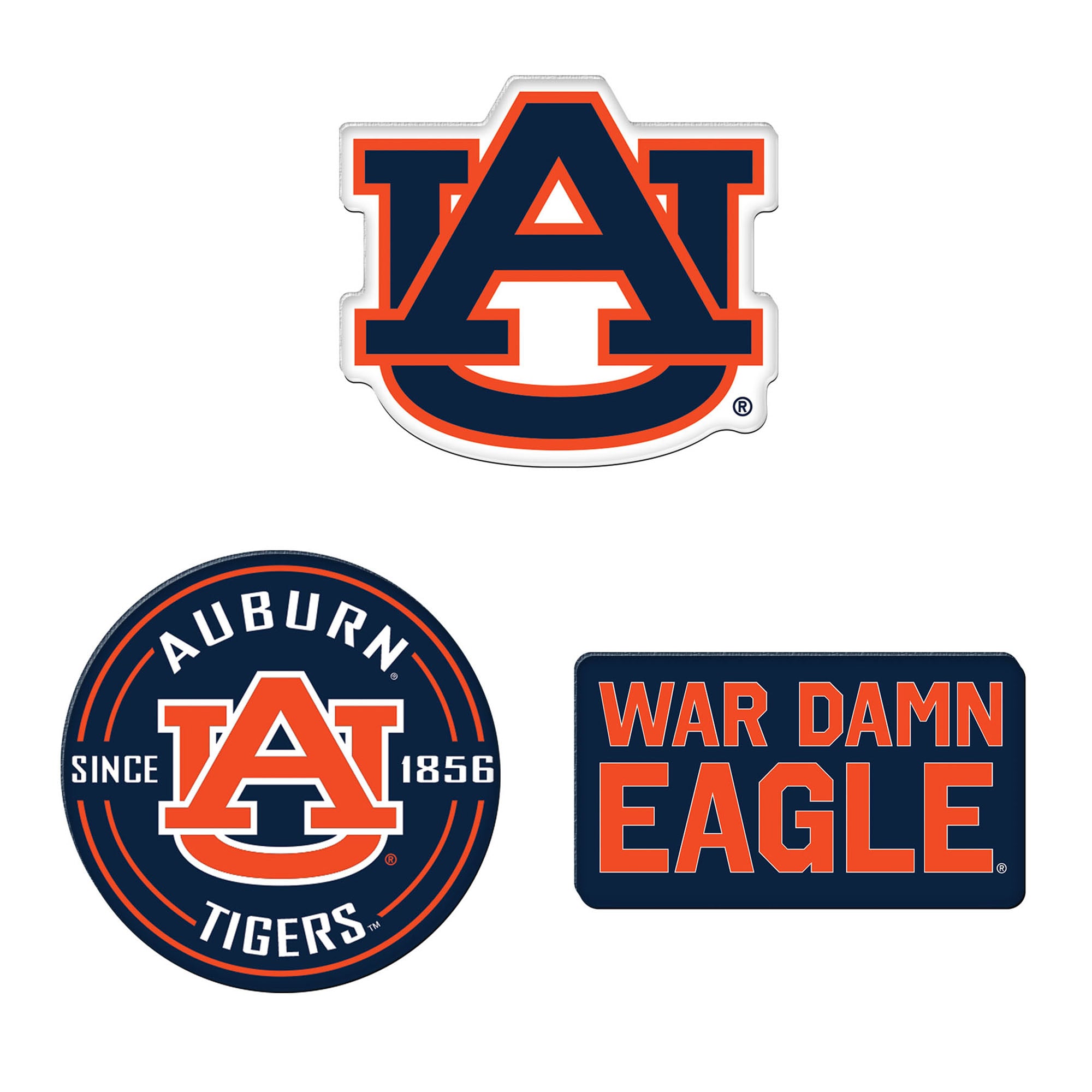 Lot de 3 aimants de réfrigérateur haut de gamme WinCraft Auburn Tigers