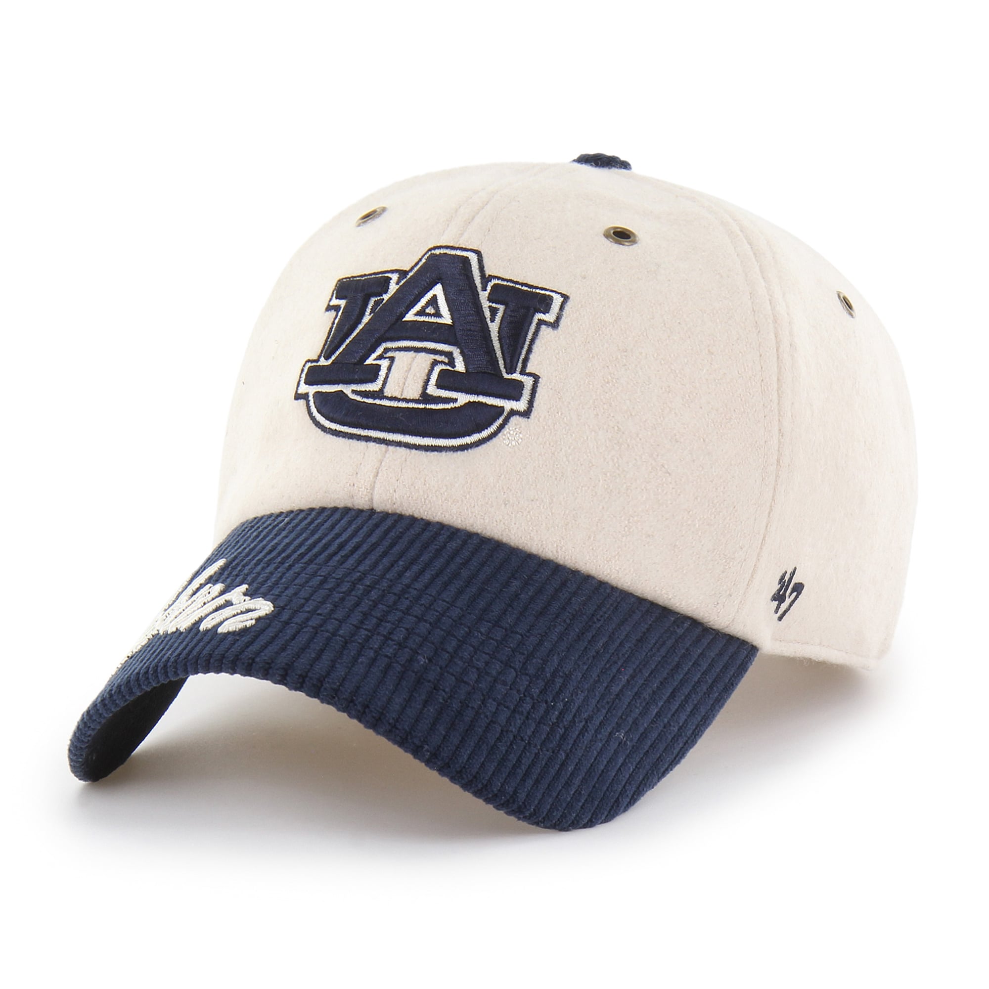 Casquette ajustable '47 crème/marine Auburn Tigers Rope Script Clean Up pour femme