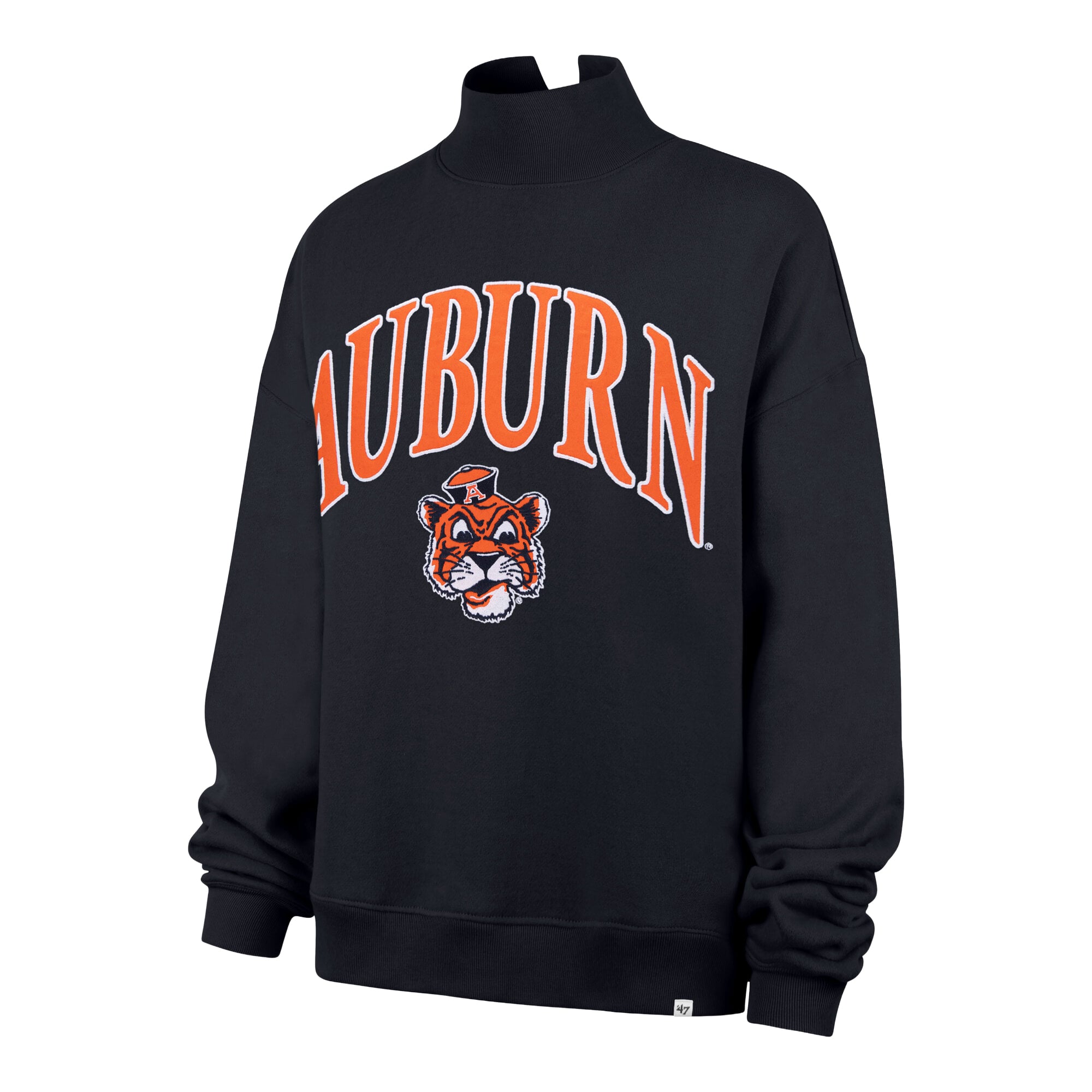 Women's '47 Navy Auburn Tigers Mock Neck Sweatshirt