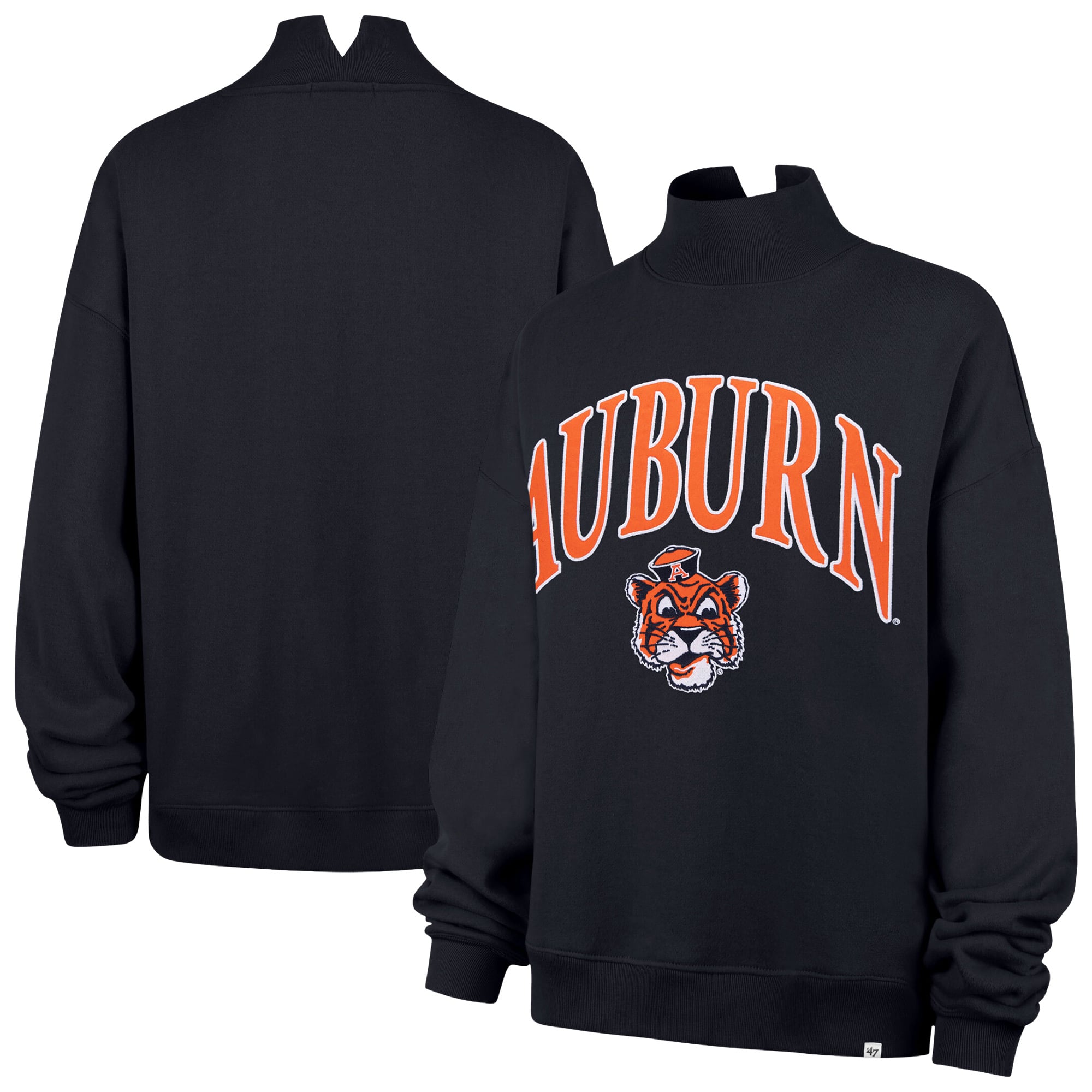Women's '47 Navy Auburn Tigers Mock Neck Sweatshirt