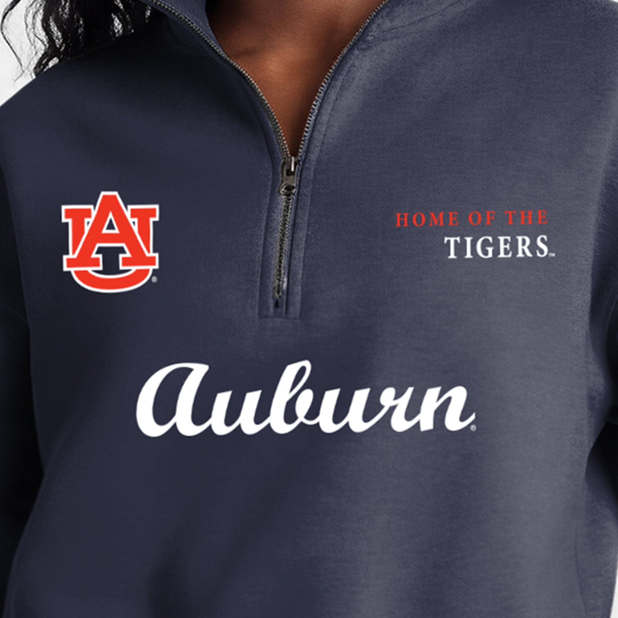 Women's Champion Navy Auburn Tigers Academic Triumph Quarter-Zip Tri-Blend Pullover