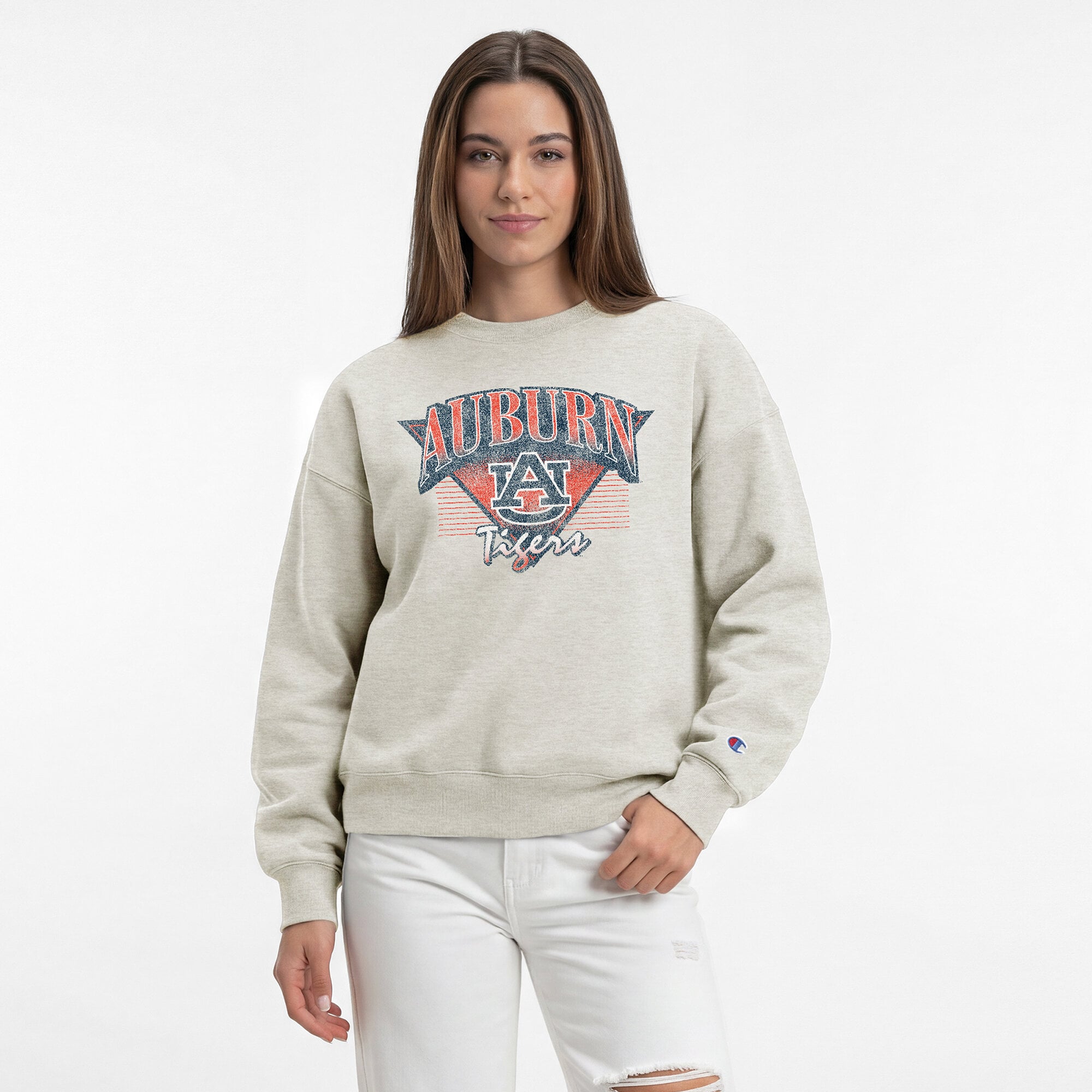 Women's Champion  Oatmeal Auburn Tigers All-Star Weave Sweatshirt