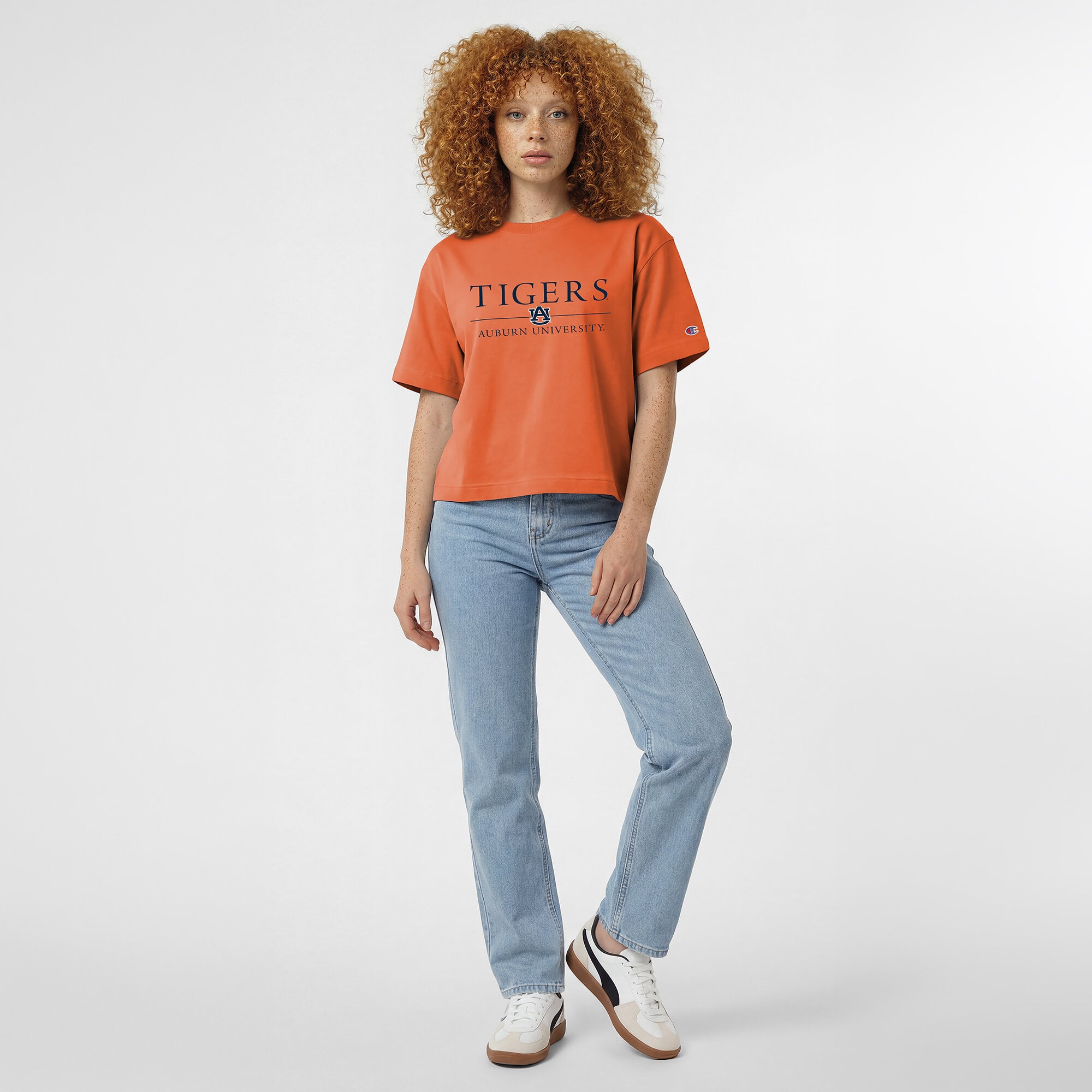 Women's Champion Orange Auburn Tigers Waist Length Wordmark T-Shirt