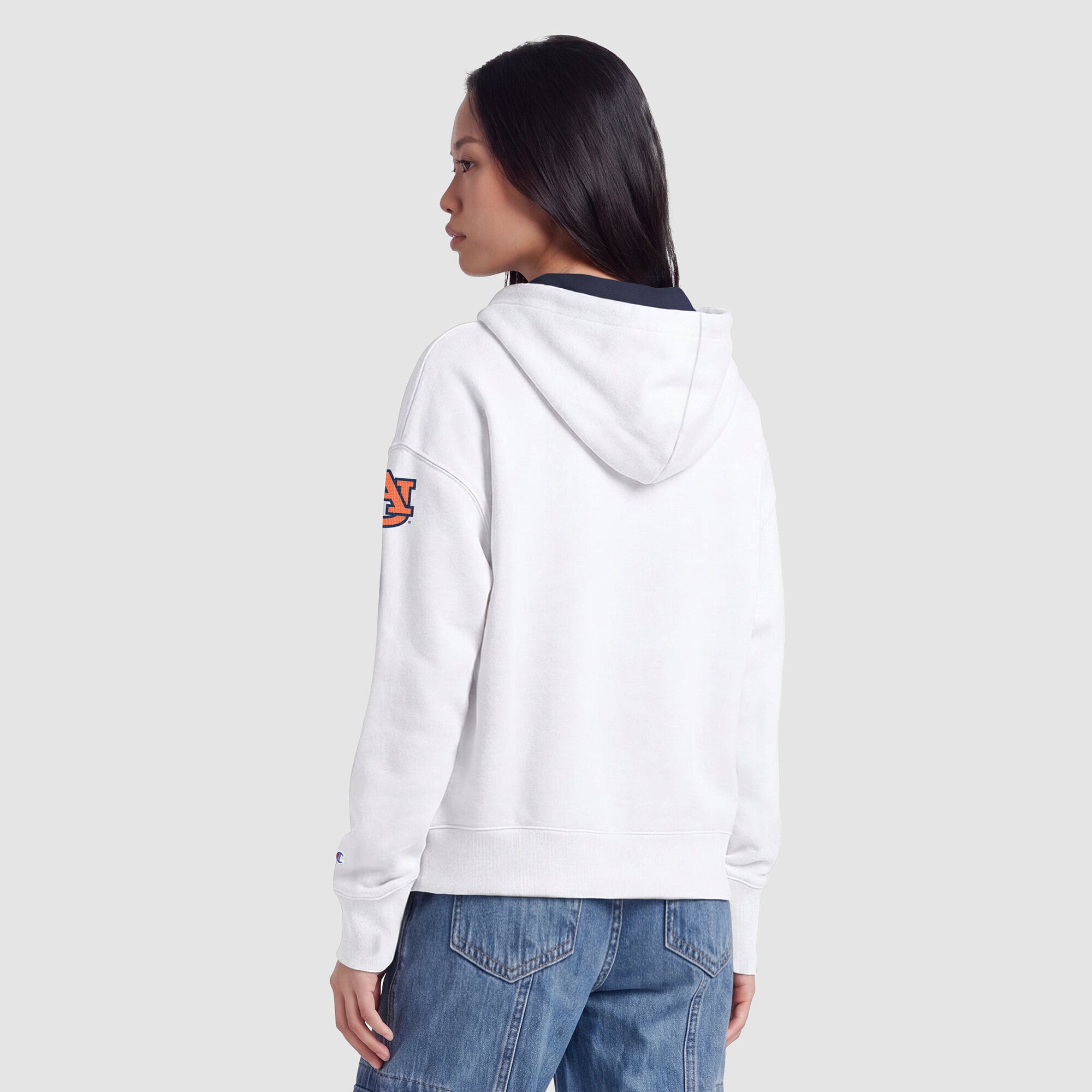 Sweat à capuche zippé en polaire Champion White Auburn Tigers Arch pour femme