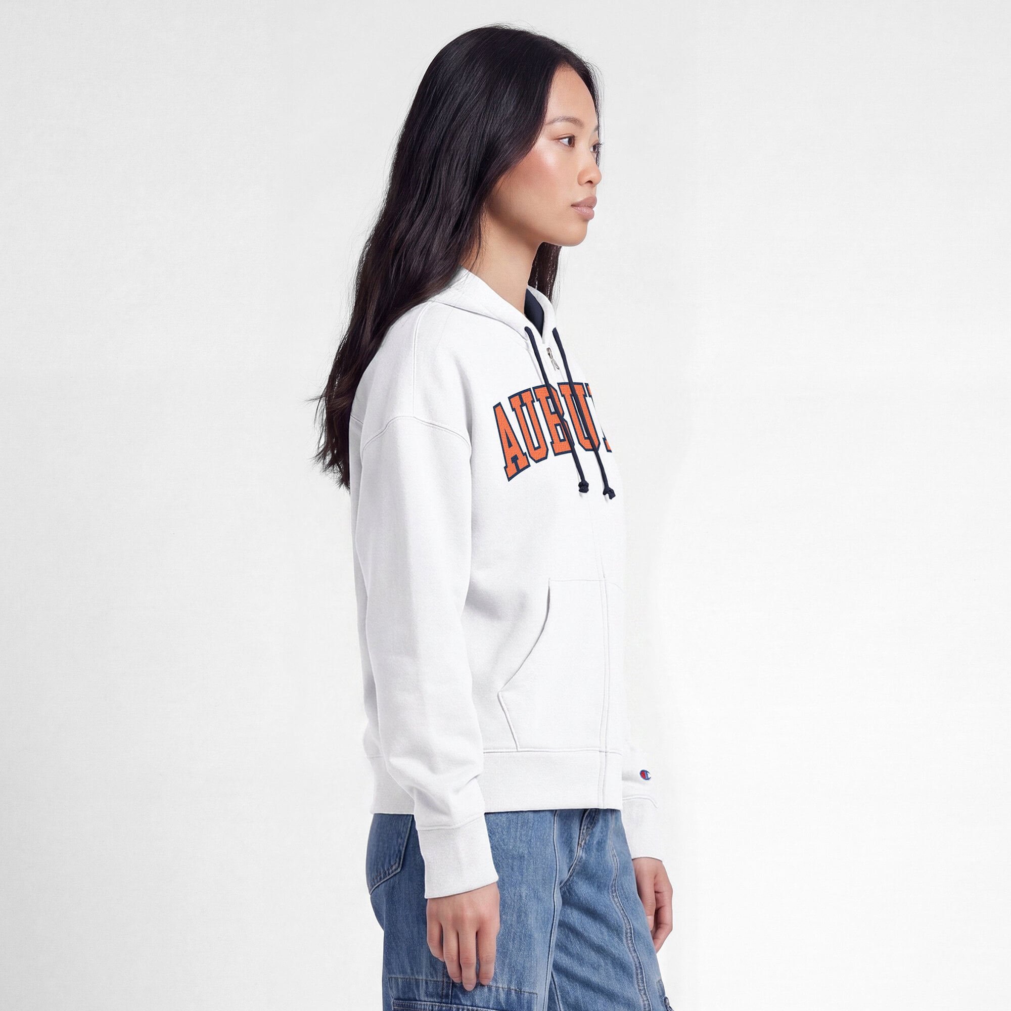 Sweat à capuche zippé en polaire Champion White Auburn Tigers Arch pour femme
