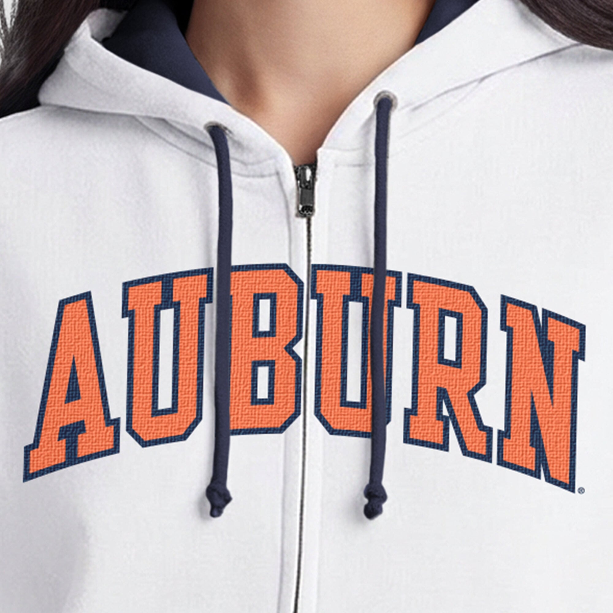 Sweat à capuche zippé en polaire Champion White Auburn Tigers Arch pour femme