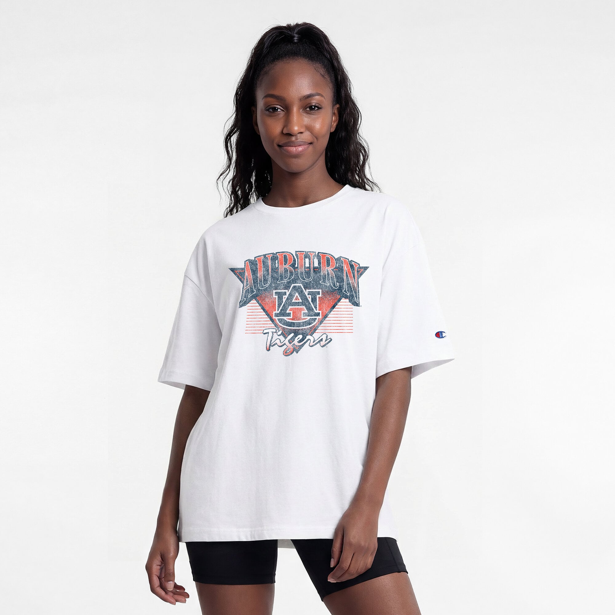 Women's Champion White Auburn Tigers Retro Oversized T-Shirt