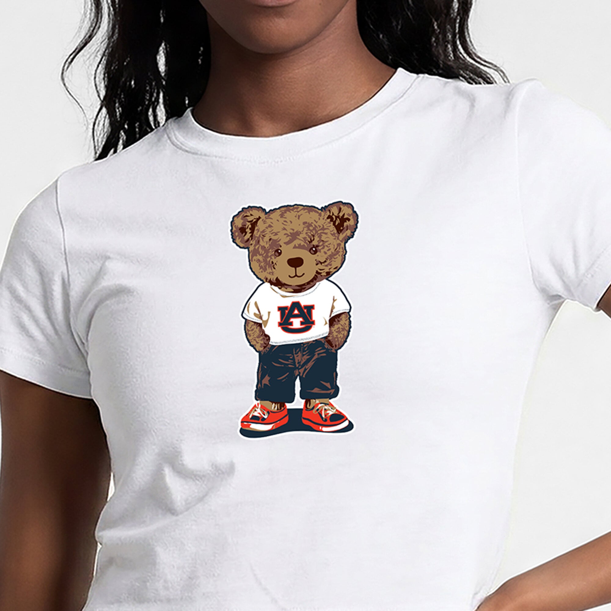 Women's Champion White Auburn Tigers Teddy Bear Baby T-Shirt