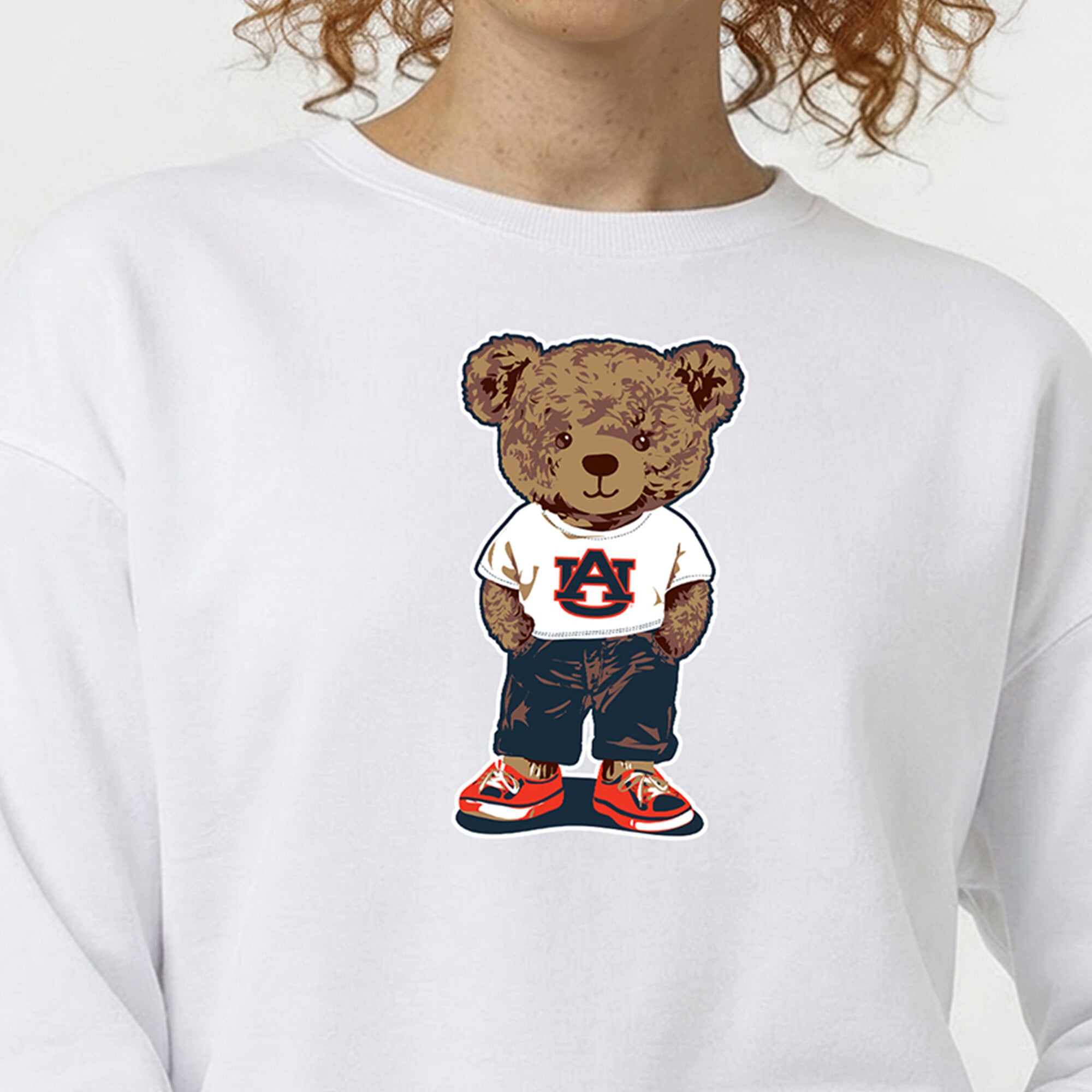 Women's Champion White Auburn Tigers Teddy Bear Fleece Sweatshirt