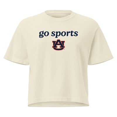 Auburn Tigers Comfort Colors Women's Go Sports Cropped T-Shirt - Cream