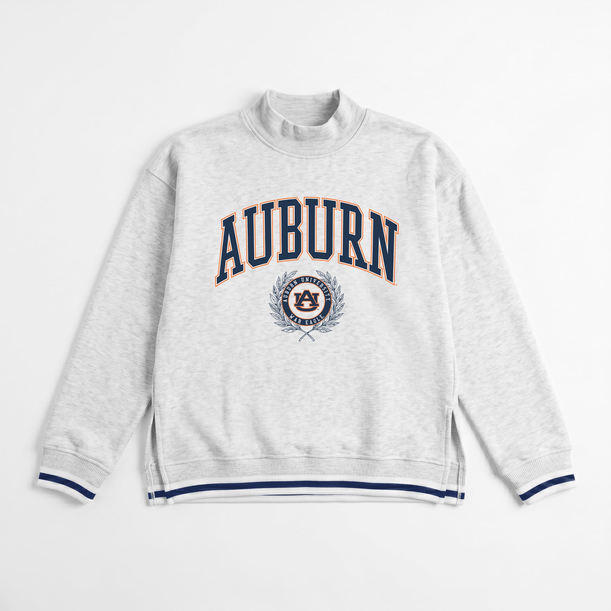 Women's Gameday Couture Gray Auburn Tigers Rally Point Contrast Stripe Mock Neck Sweatshirt