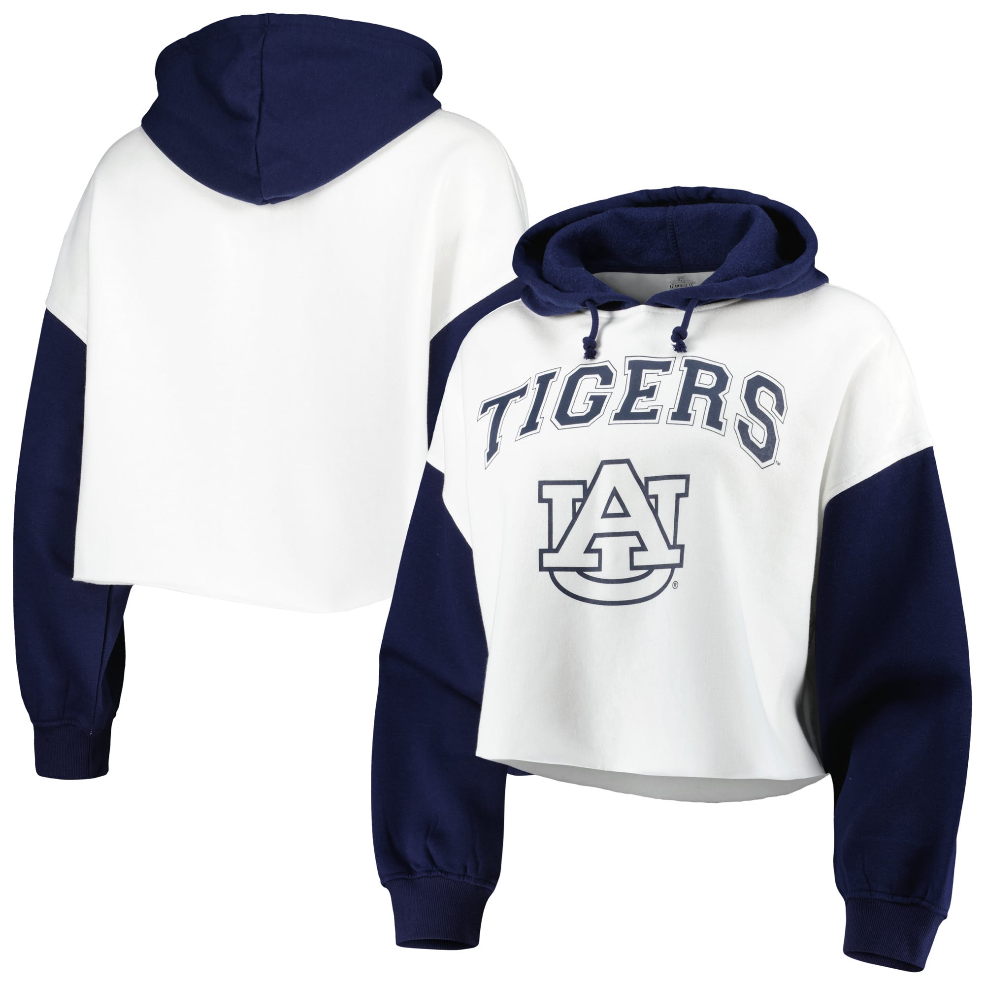 Gameday Couture Women's Gameday Couture White/Navy Auburn Tigers Good Time  Color Block Cropped Hoodie | Coquitlam Centre
