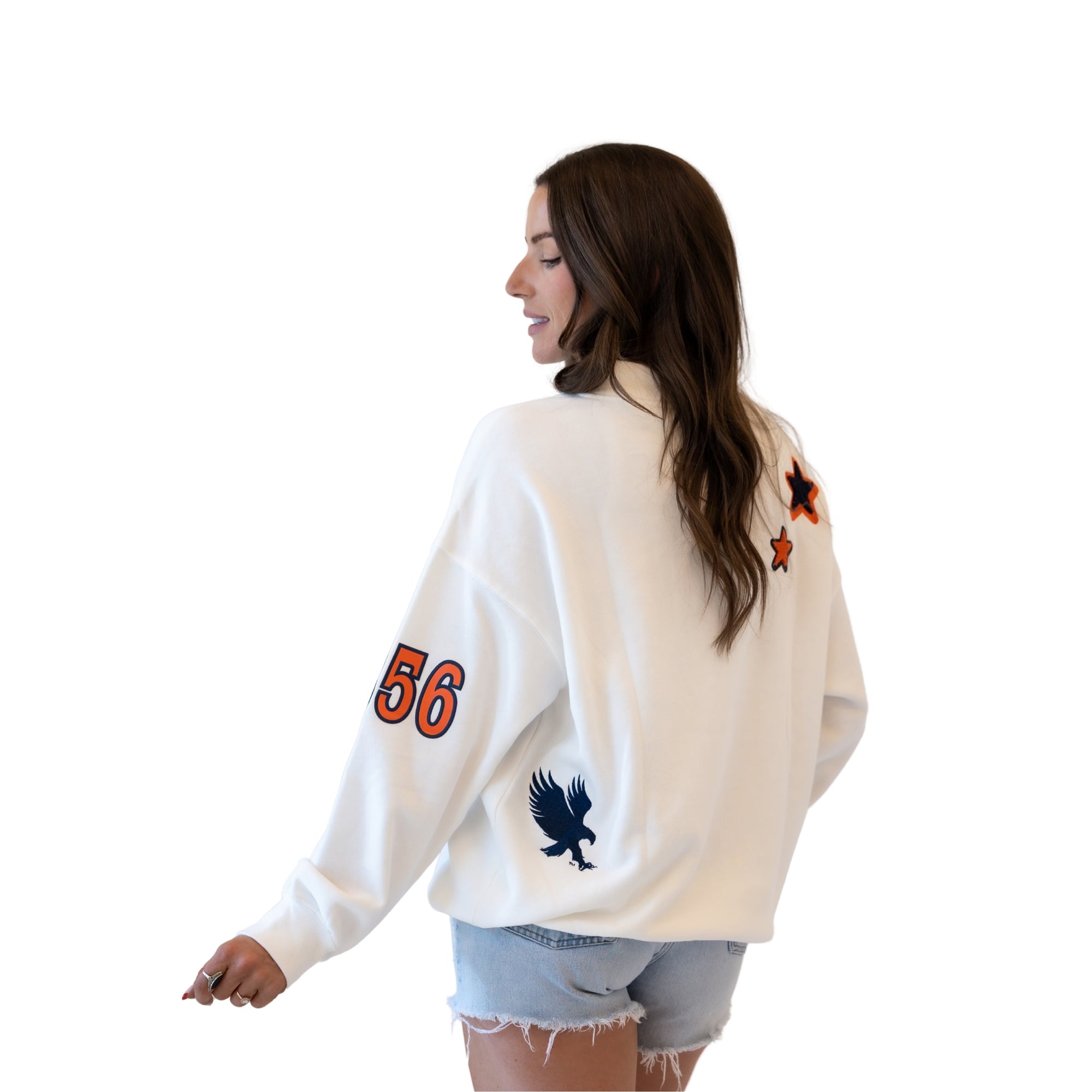 Women's Gameday Social White Auburn Tigers Patch Mockneck Sweatshirt