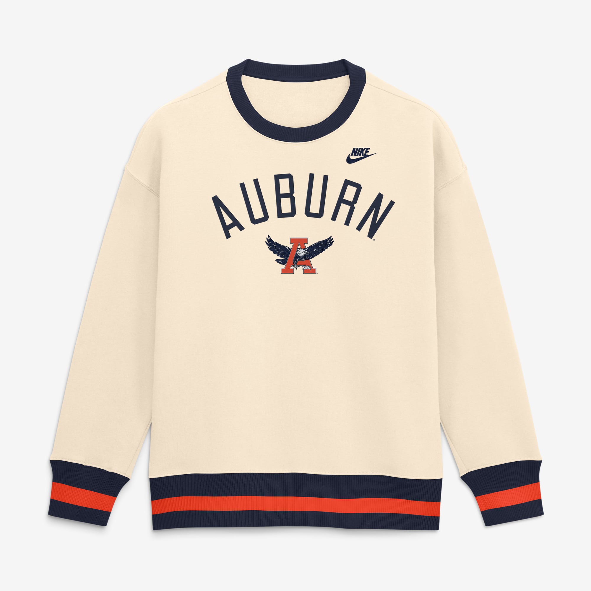 Women's Nike Natural Auburn Tigers Oversized Legacy Arch Phoenix Sweatshirt