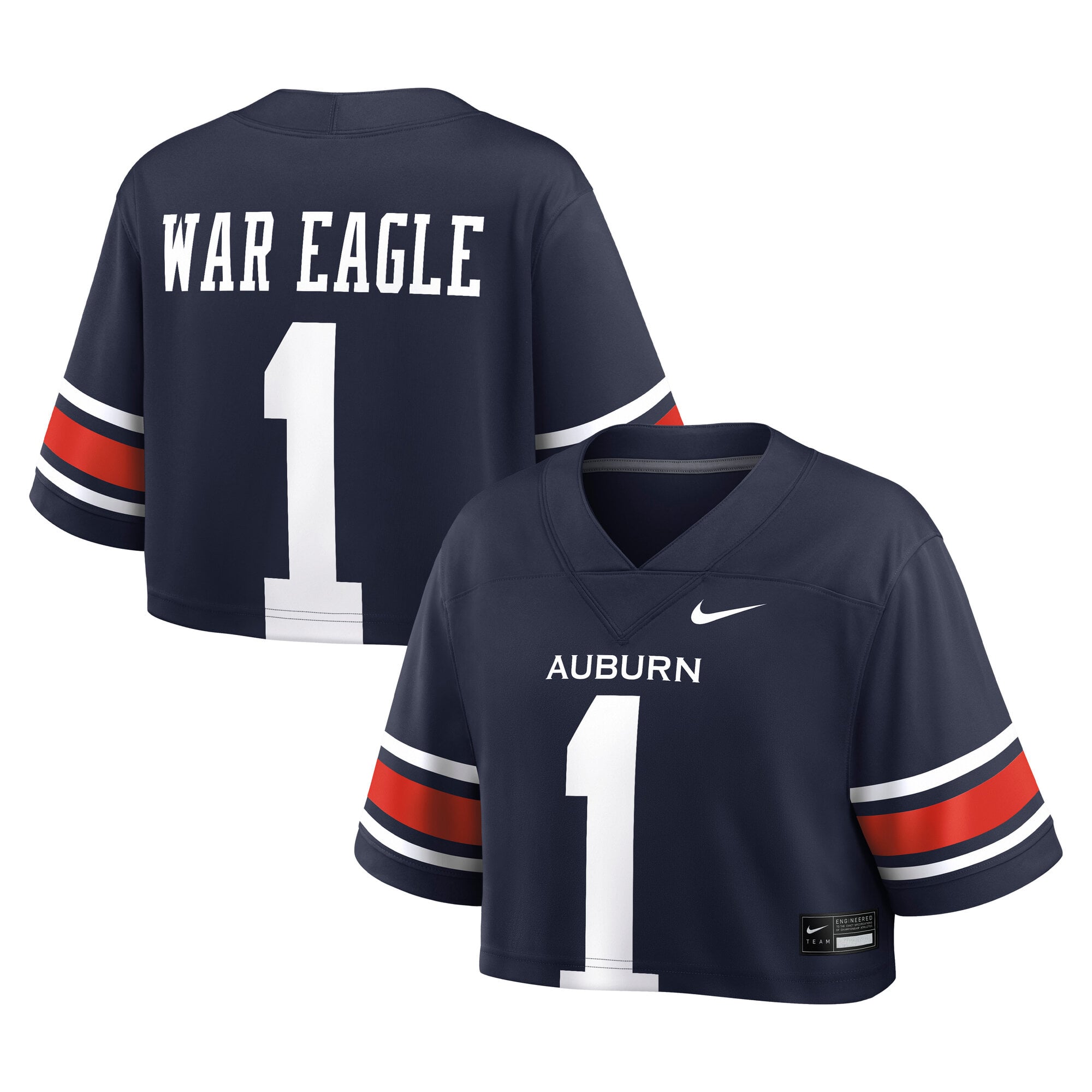 Maillot court de match Nike Auburn Tigers bleu marine pour femme