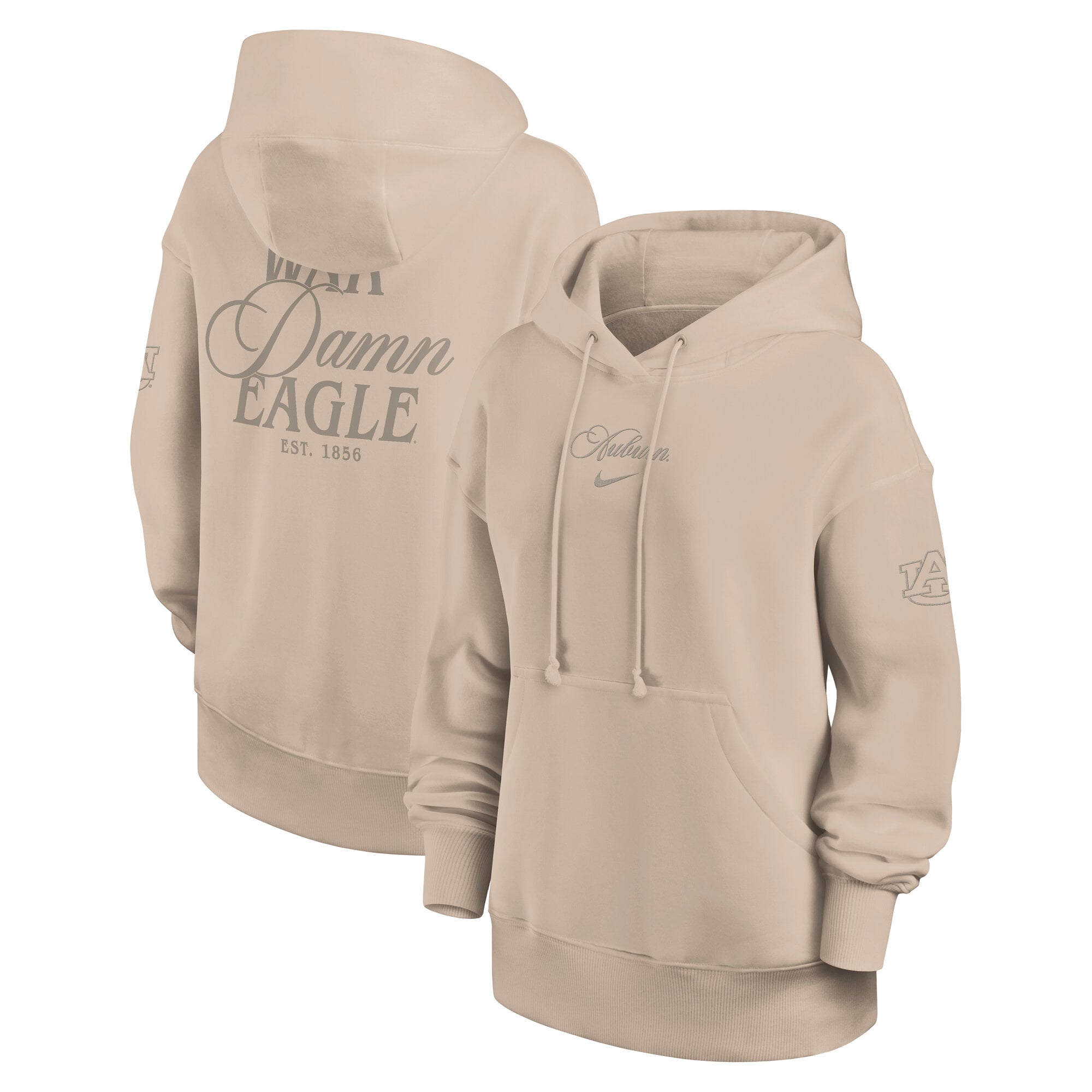 Women's Nike Tan Auburn Tigers Neutral Stance Phoenix Fleece Oversized Hoodie