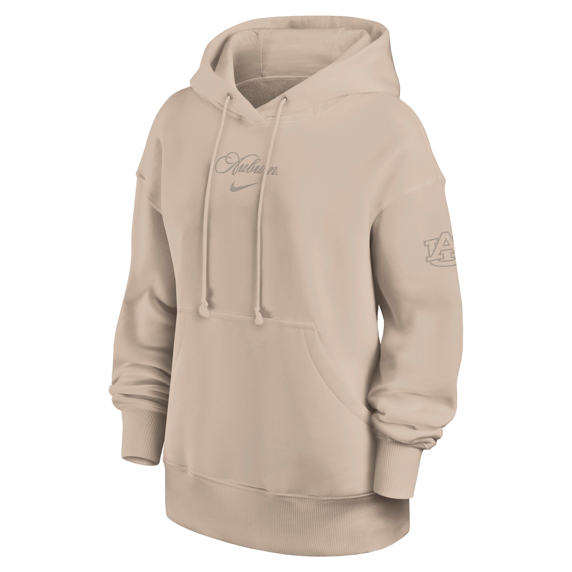 Women's Nike Tan Auburn Tigers Neutral Stance Phoenix Fleece Oversized Hoodie
