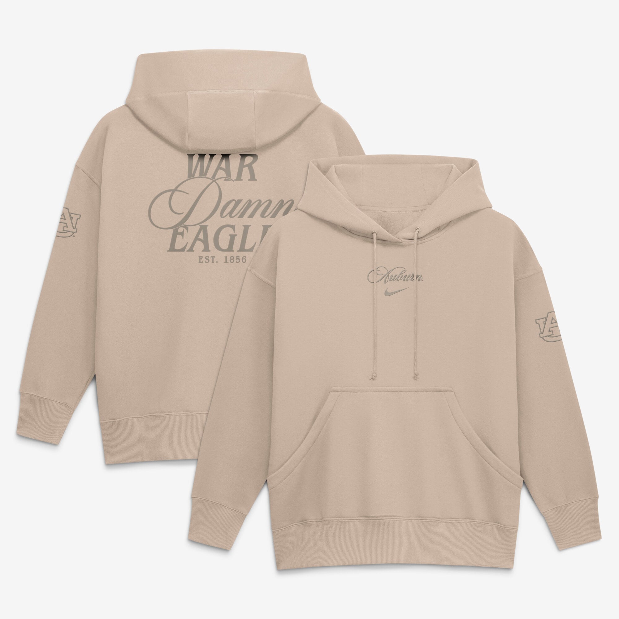 Women's Nike Tan Auburn Tigers Neutral Stance Phoenix Fleece Oversized Hoodie