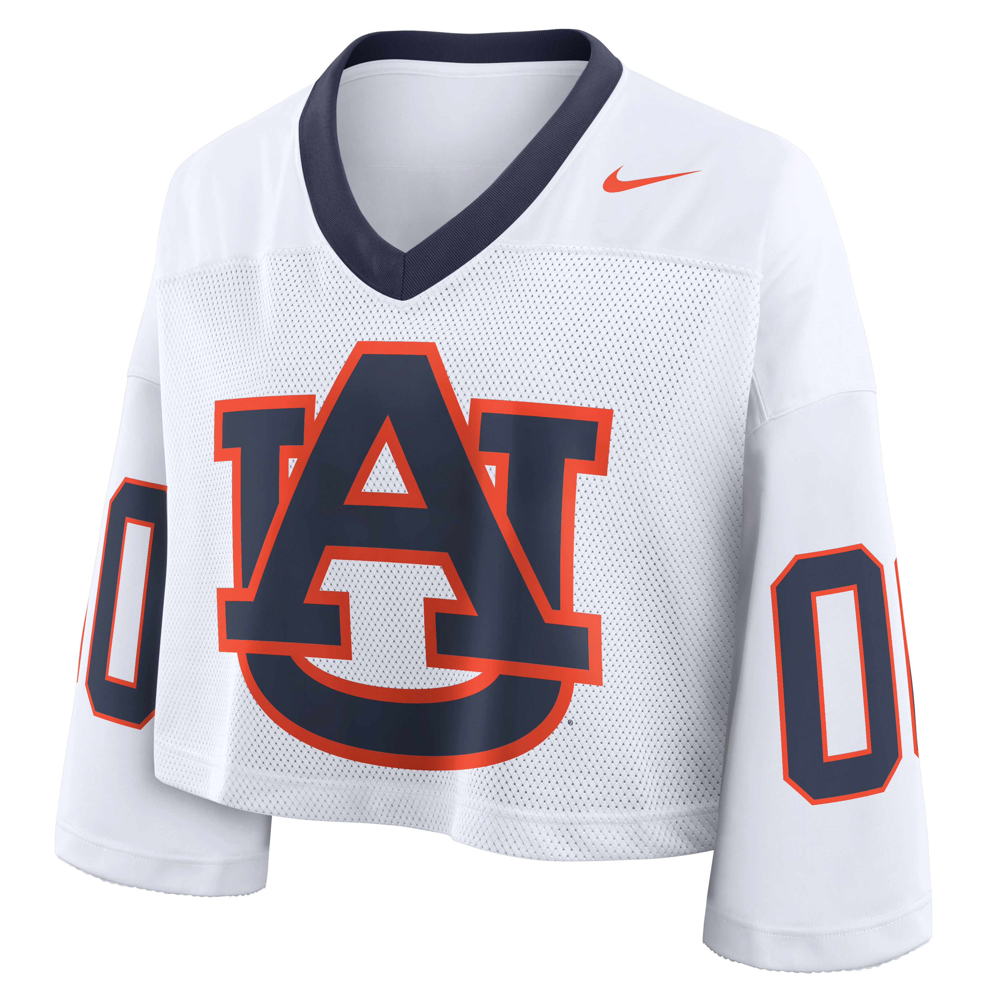 Women's Nike White Auburn Tigers Oversized Logo Cropped Fashion Jersey