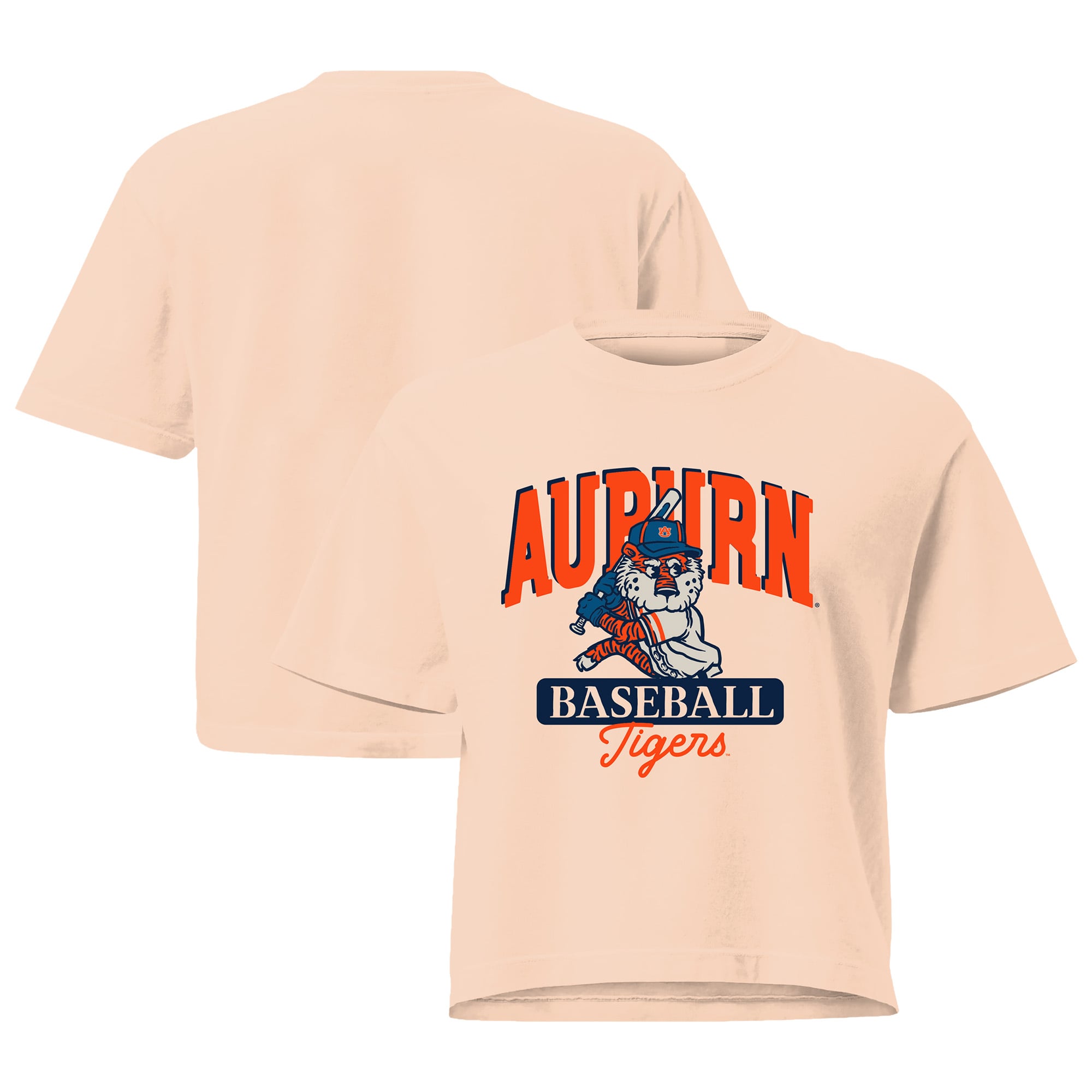 T-shirt court pour femme, motif mascotte de baseball Auburn Tigers, orange, couleurs confortables
