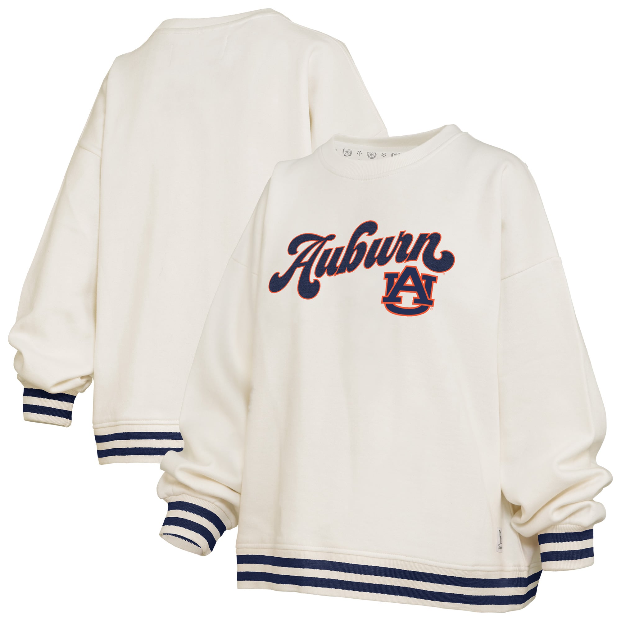 Sweat-shirt côtelé en chenille crème Auburn Tigers Bonanza de Pressbox pour femmes