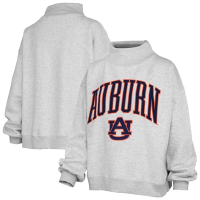 Auburn Tigers Pressbox Women's Nelson Texture Lingo Mock Neck Fleece Sweatshirt - Gray