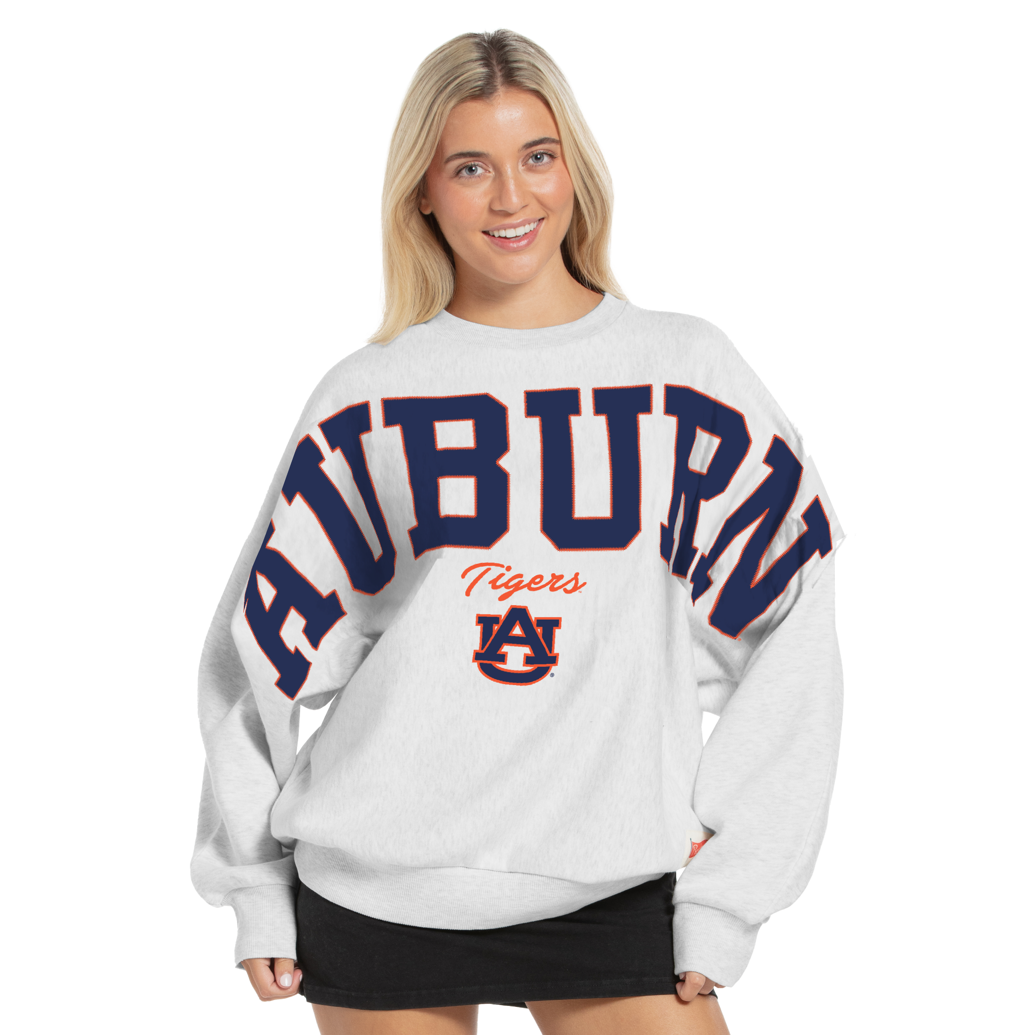 Sweat-shirt oversize en flanelle gris chiné Auburn Tigers pour femme, de la marque Pressbox.