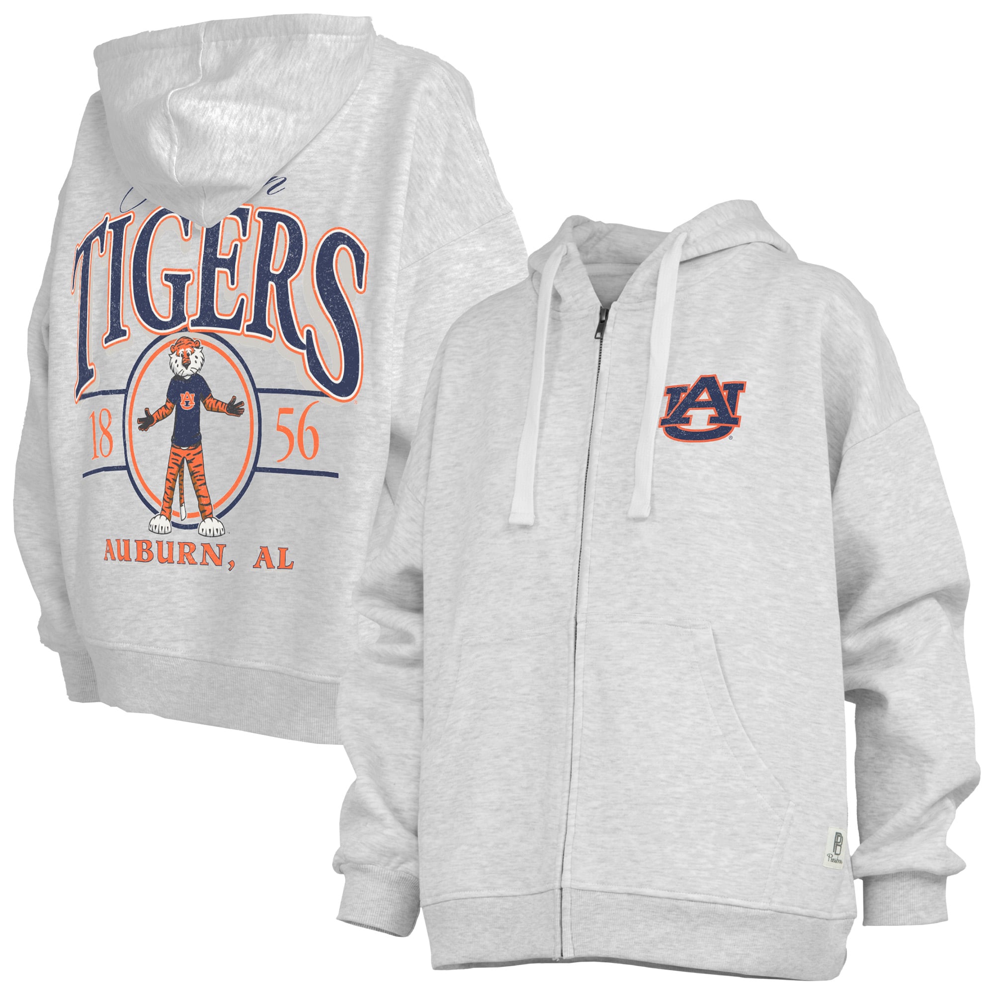 Sweat à capuche zippé Janise Auburn Tigers gris chiné pour femme, de la marque Pressbox.
