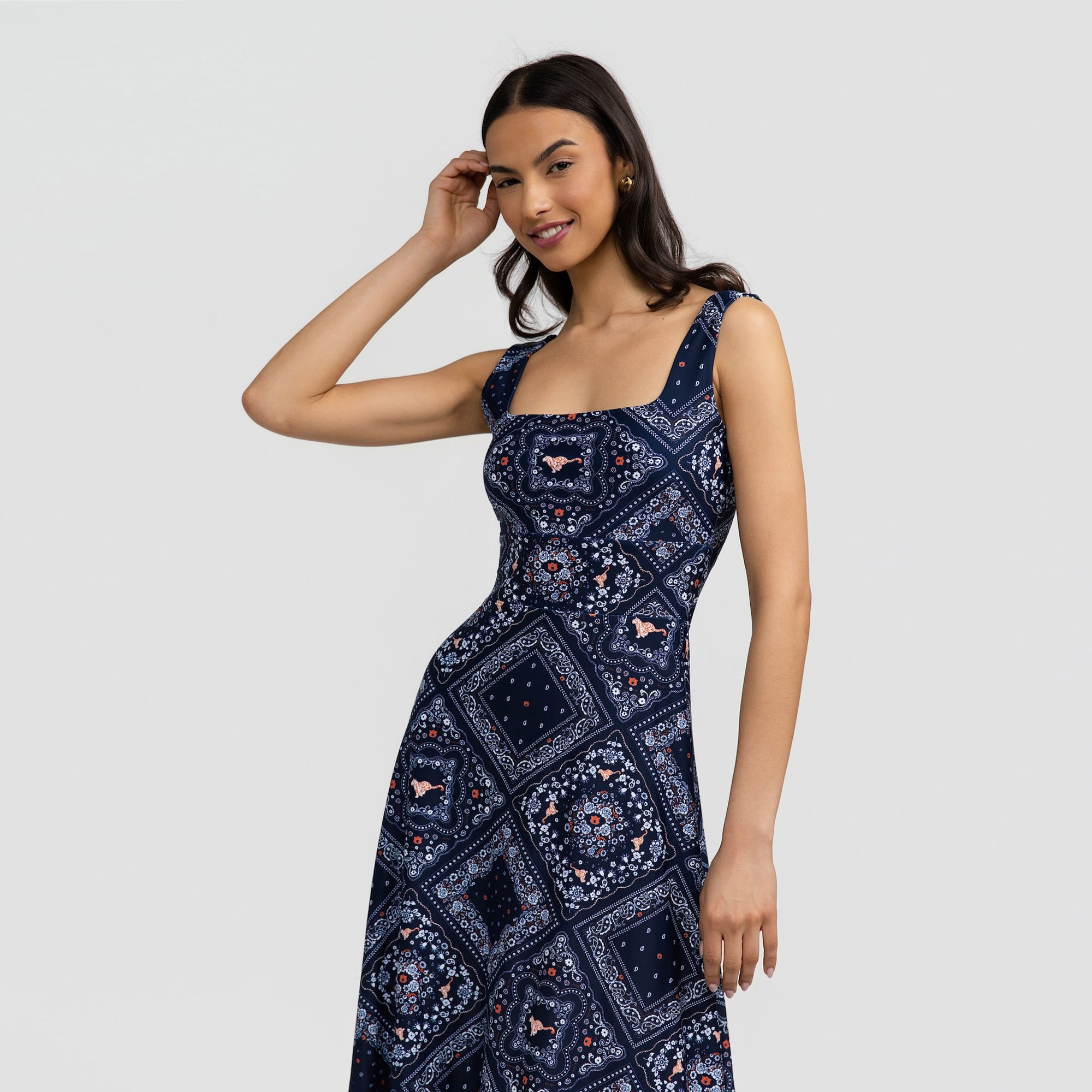 Women's Smith & Quinn Navy Auburn Tigers Deidra Bandana Print Maxi Dress