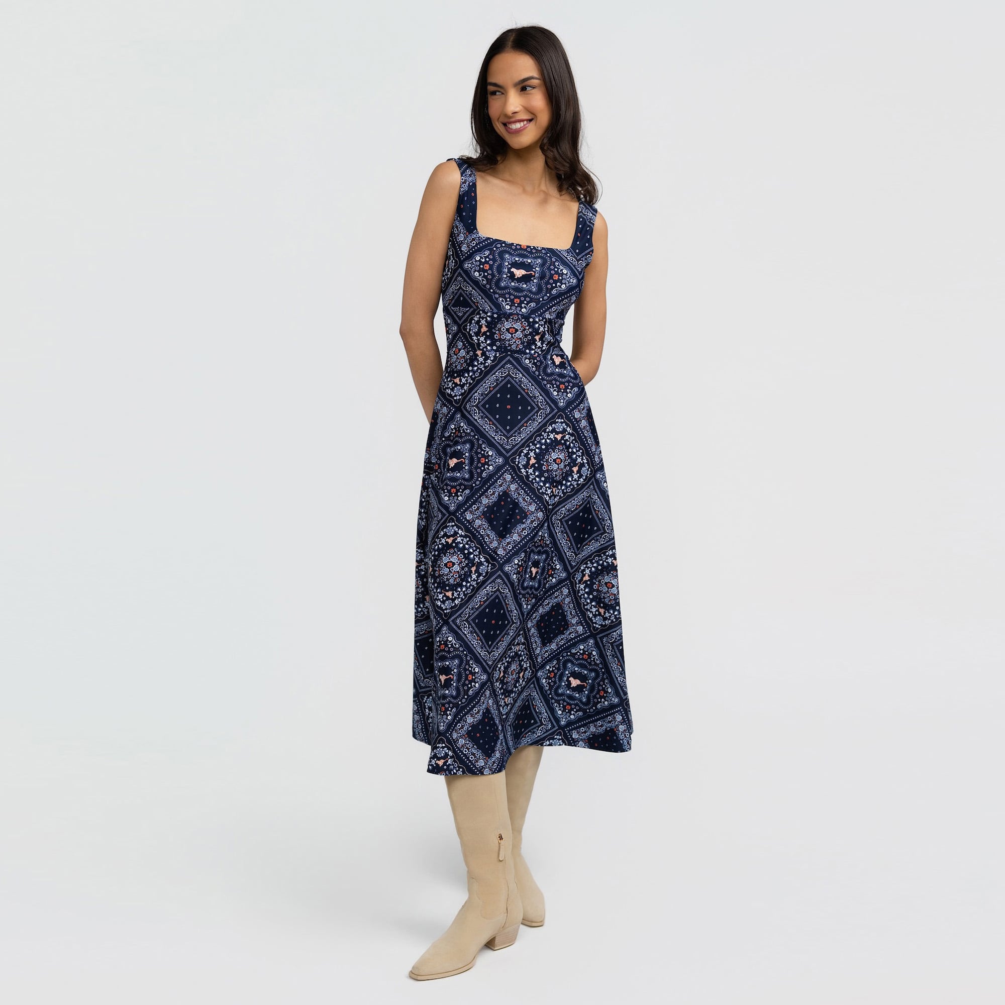 Women's Smith & Quinn Navy Auburn Tigers Deidra Bandana Print Maxi Dress