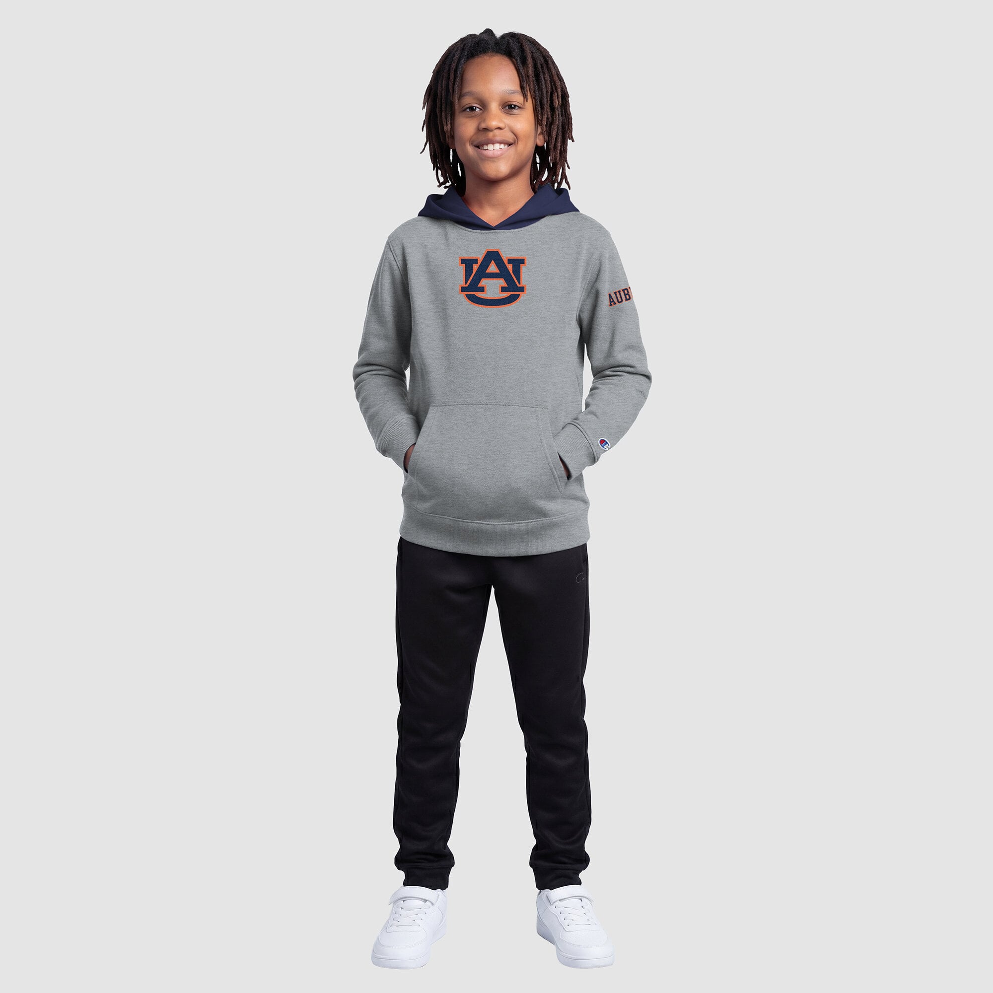 Youth Champion Heather Gray Auburn Tigers Fleece Hoodie