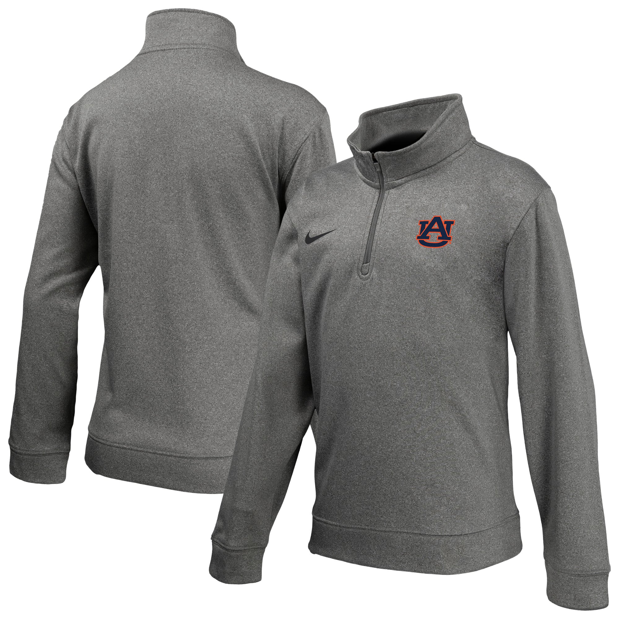 Youth Nike Gray Auburn Tigers Therma-FIT Quarter-Zip Pullover