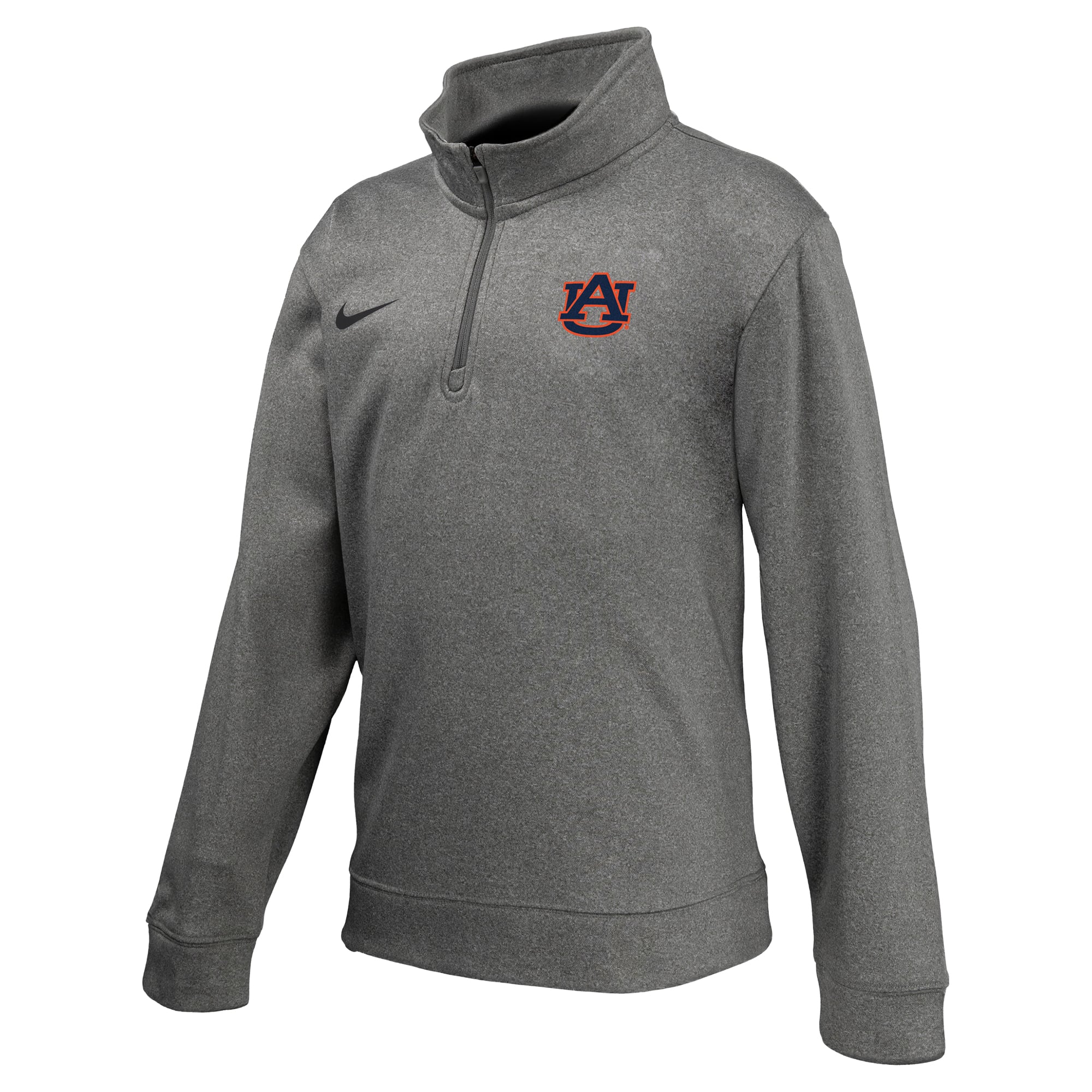 Youth Nike Gray Auburn Tigers Therma-FIT Quarter-Zip Pullover