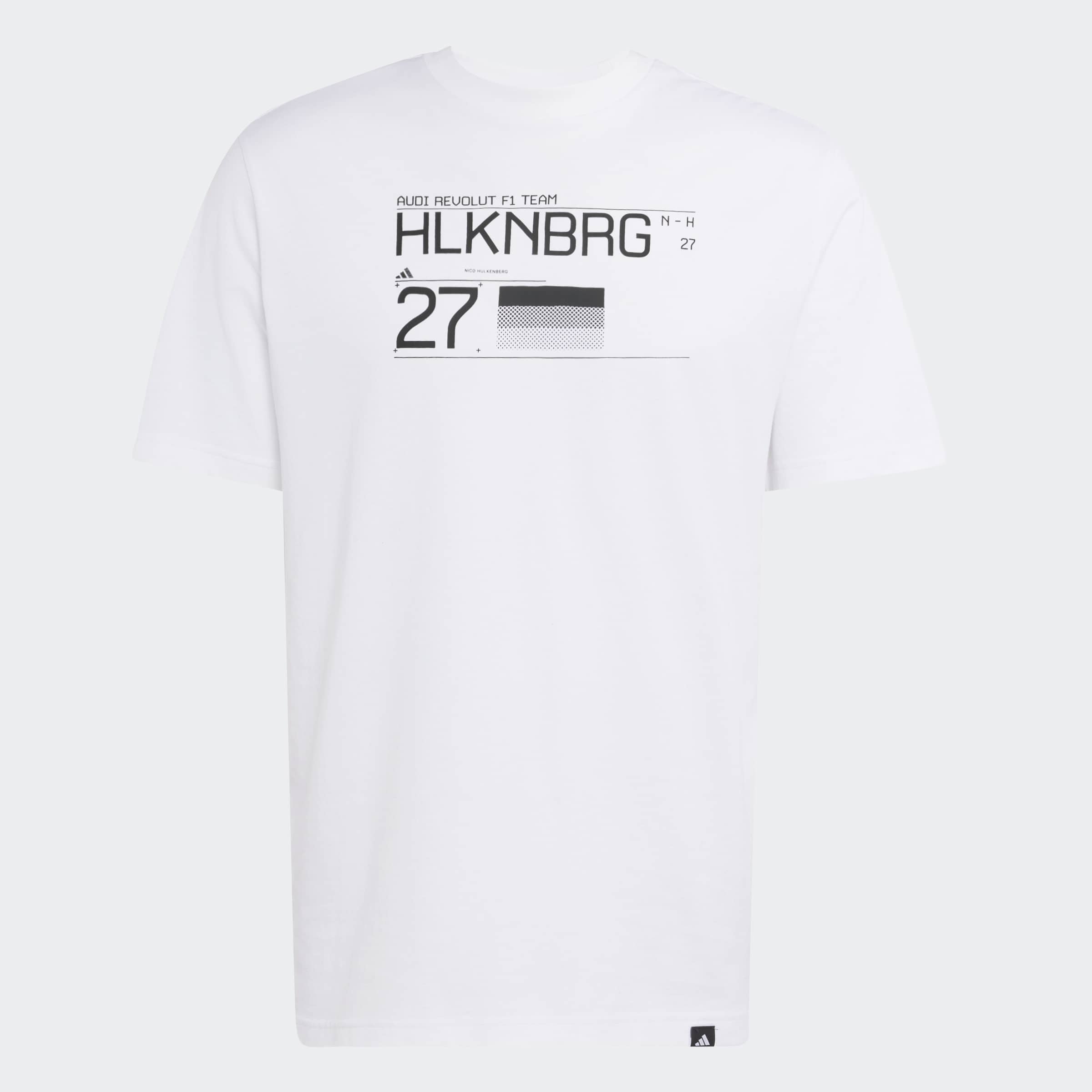 T-shirt graphique adidas Nico Hulkenberg blanc pour homme, motif conducteur Audi