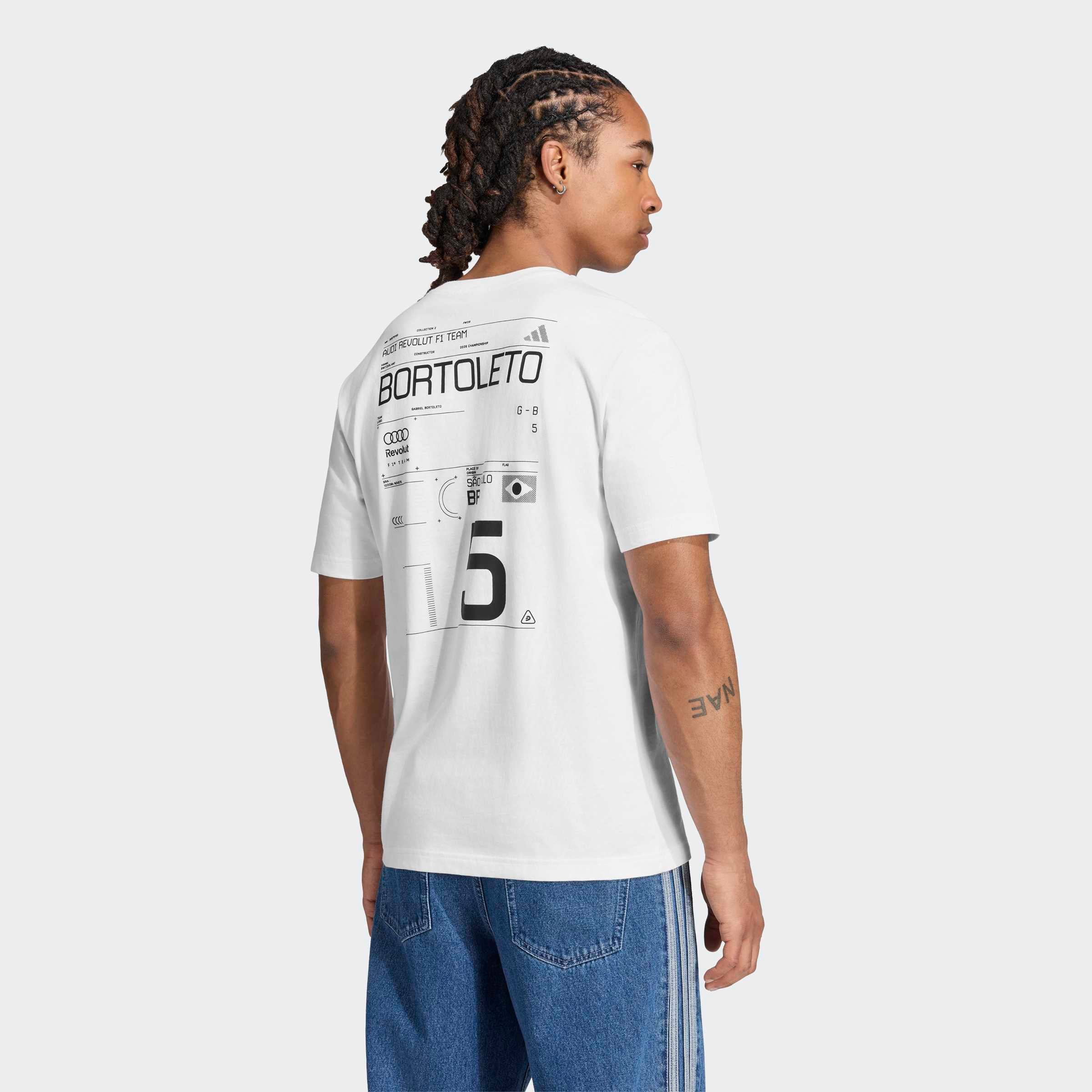 T-shirt graphique adidas Audi Gabriel Bortoleto blanc pour homme