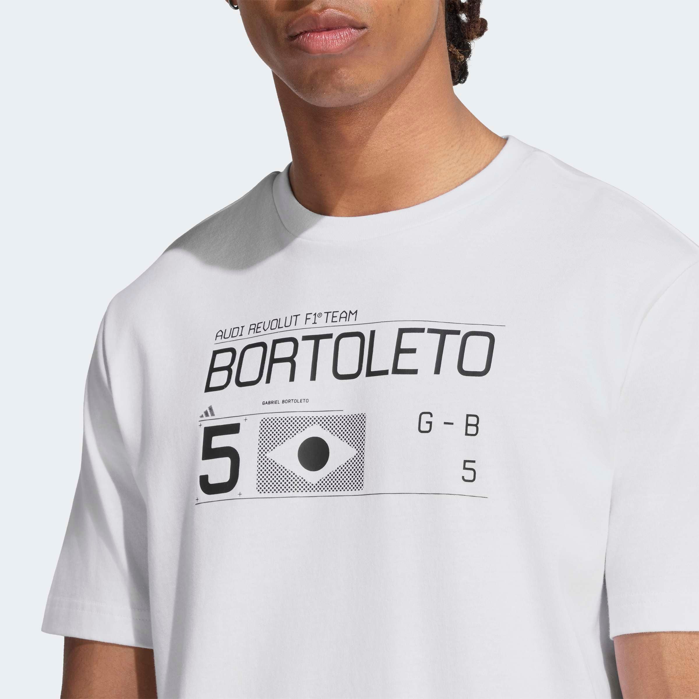 T-shirt graphique adidas Audi Gabriel Bortoleto blanc pour homme
