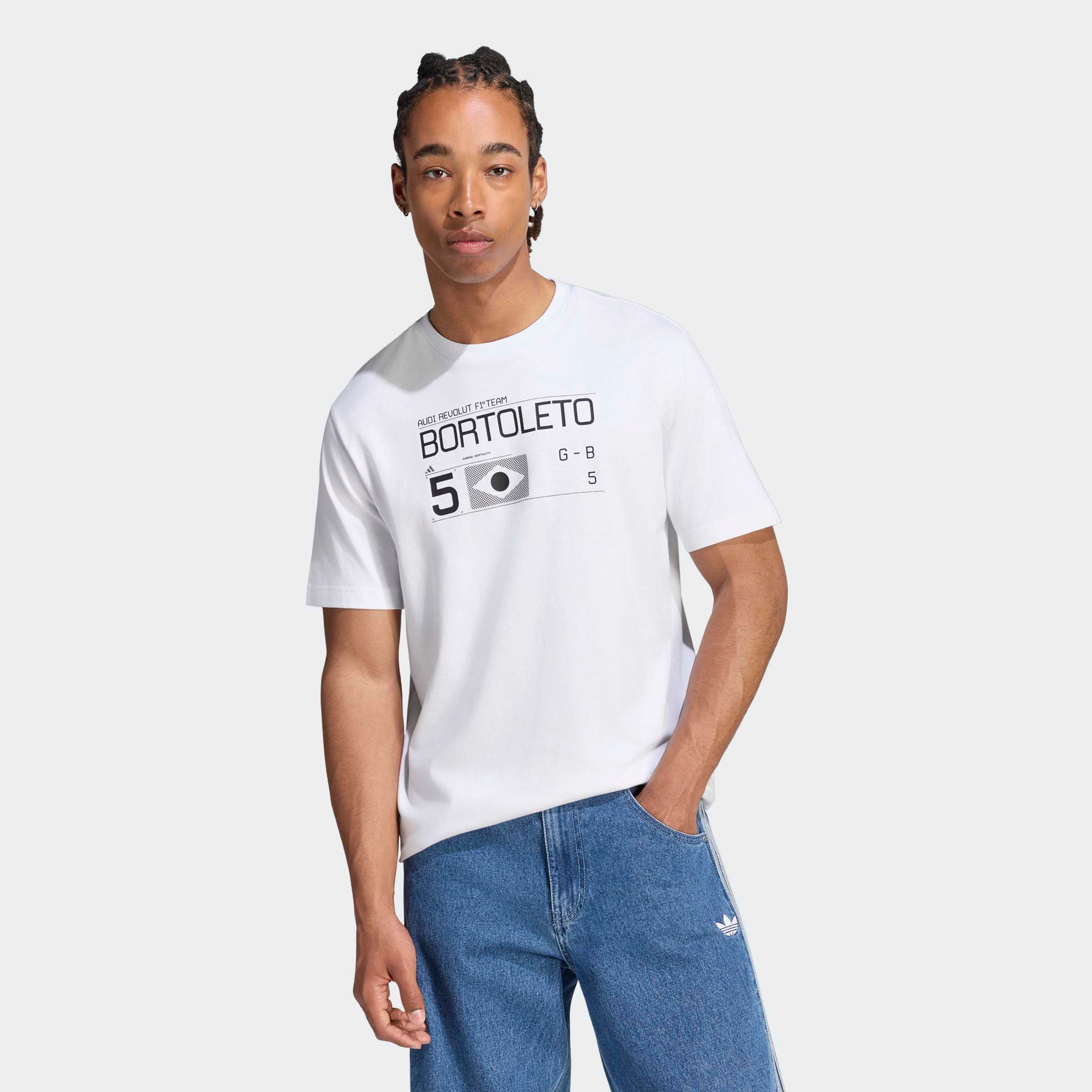 T-shirt graphique adidas Audi Gabriel Bortoleto blanc pour homme
