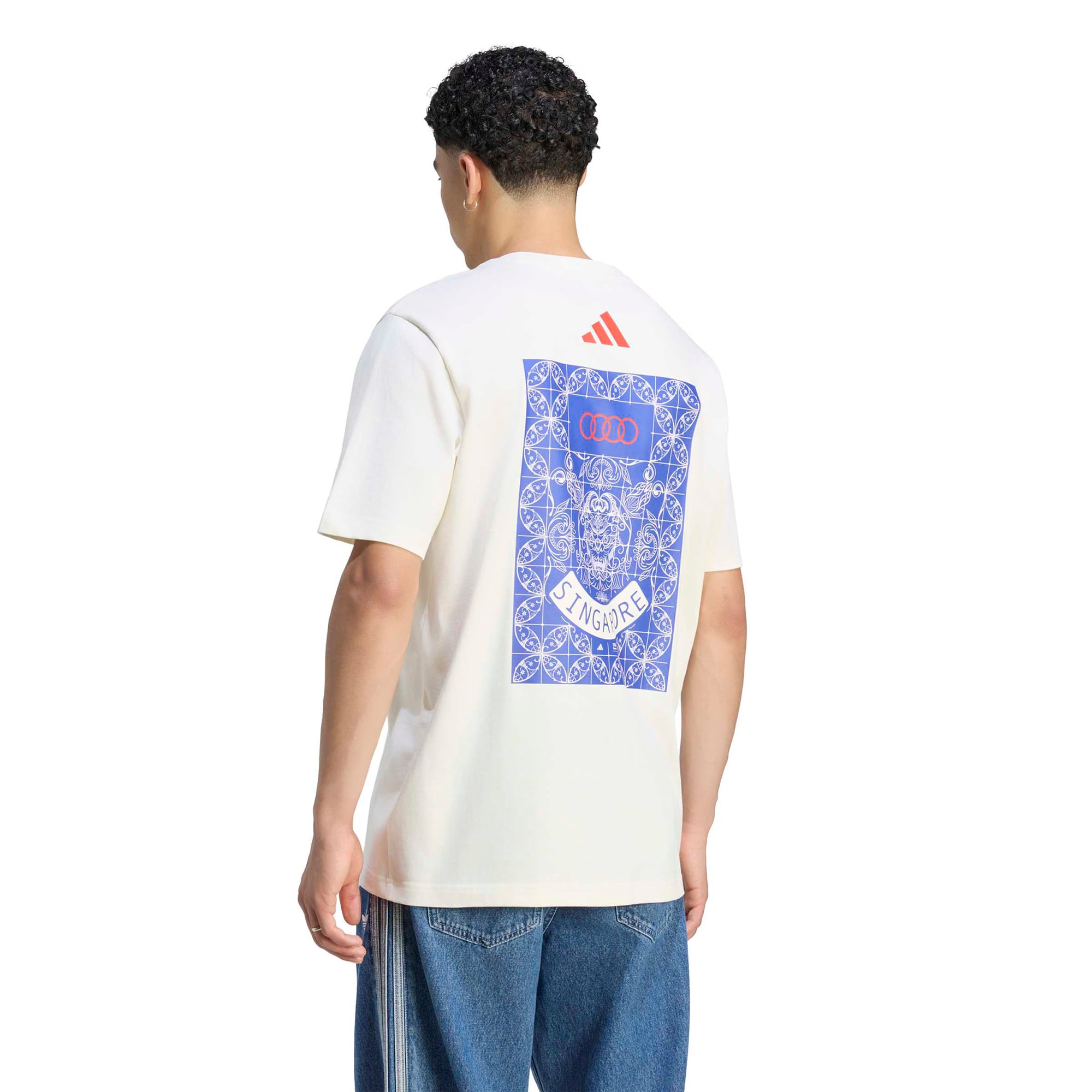 T-shirt blanc adidas pour homme, édition Audi Grand Prix de Singapour
